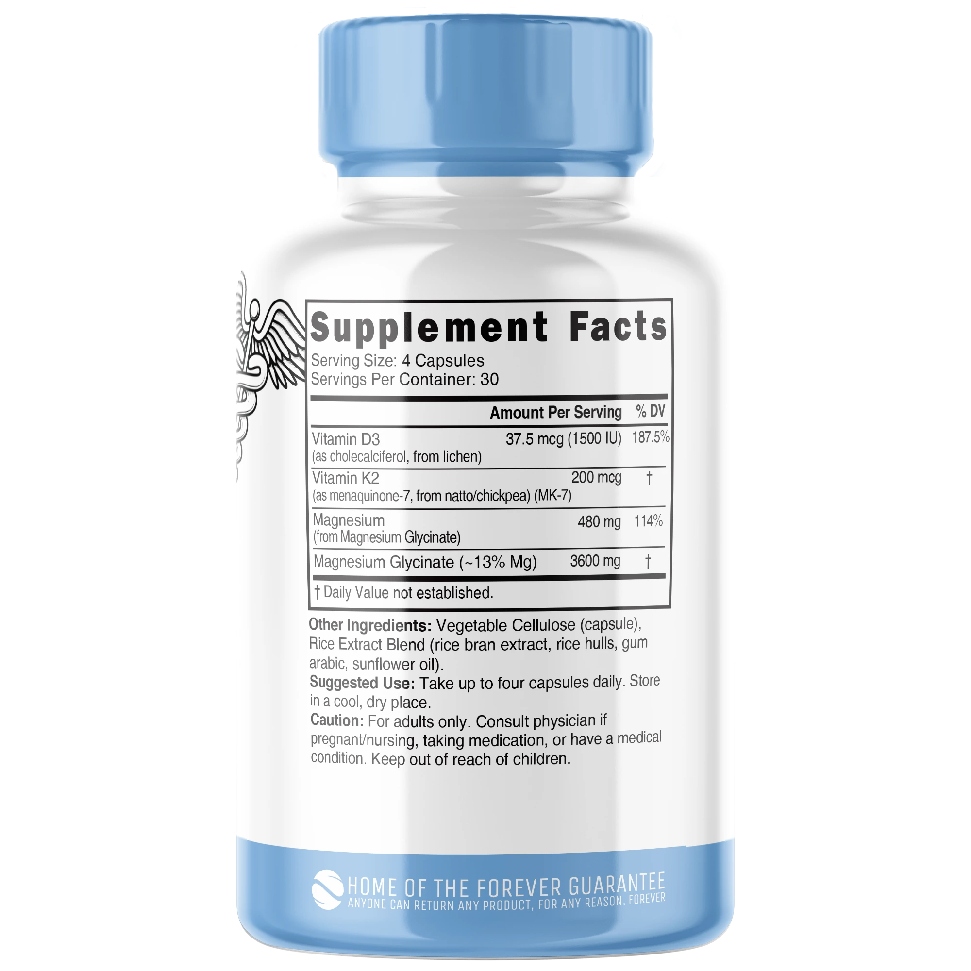 Nature's Fusions Nutri D3 & K2 Magnesium Glycinate (High Absorption) 480 mg – 120 Count, view 2