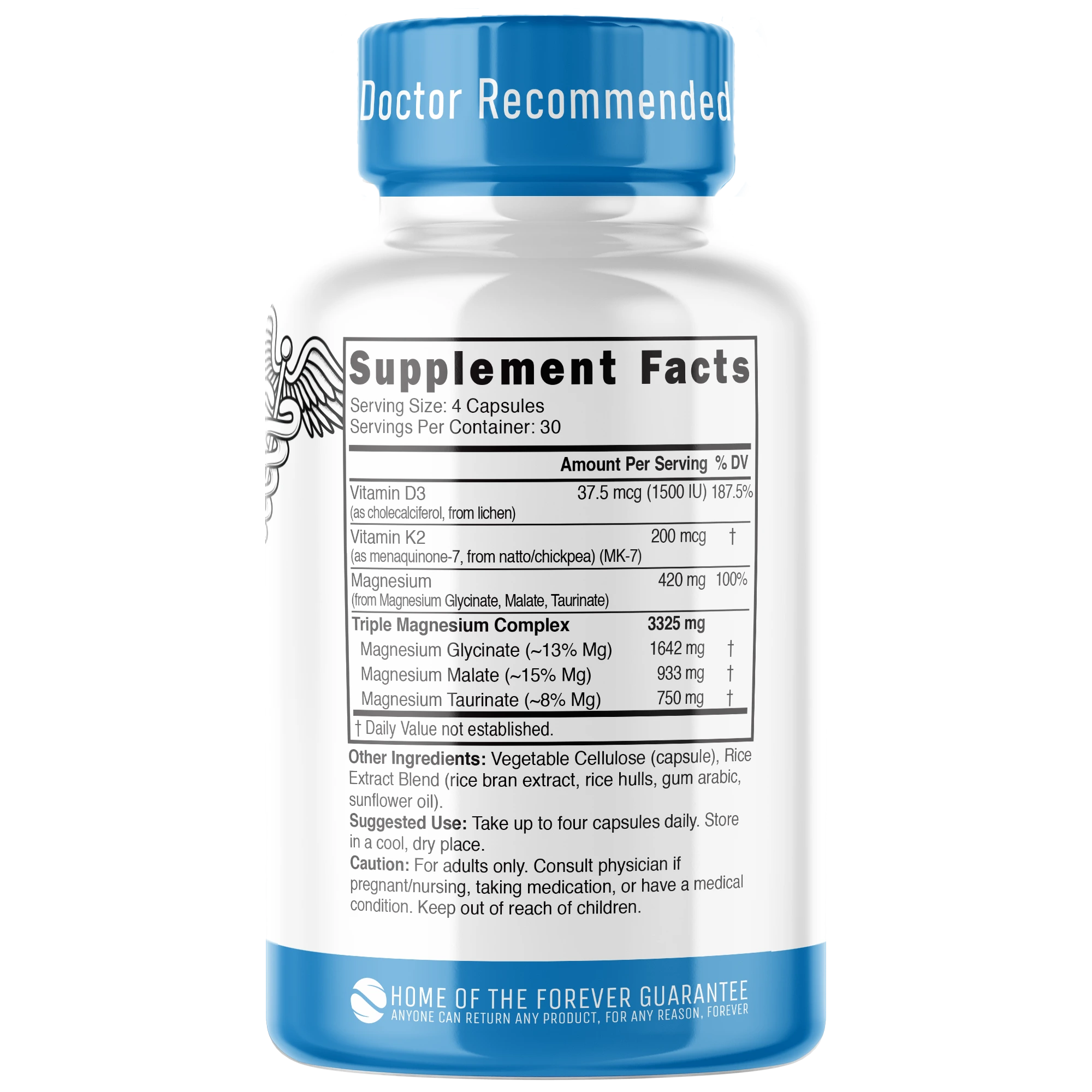 Nature's Fusions Nutri D3 & K2 Triple Magnesium (Glycinate, Malate, Taurinate) 420 mg – 120 Count, view 2
