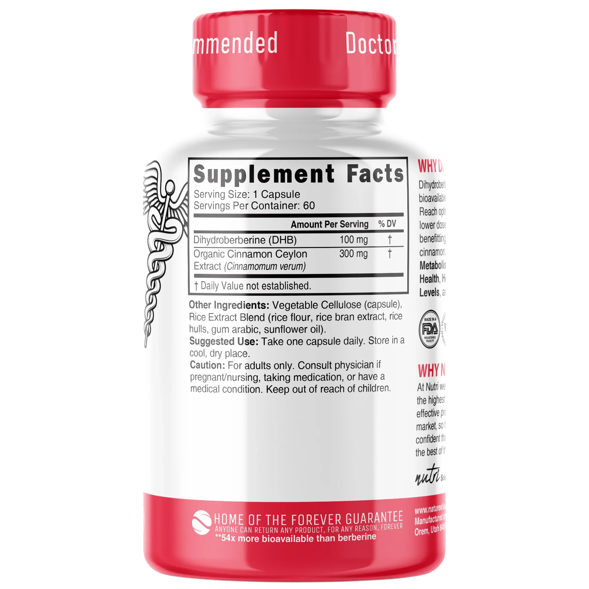 Nature's Fusions Nutri Dihydroberberine with Ceylon Cinnamon 100 mg – 60 Count, view 2