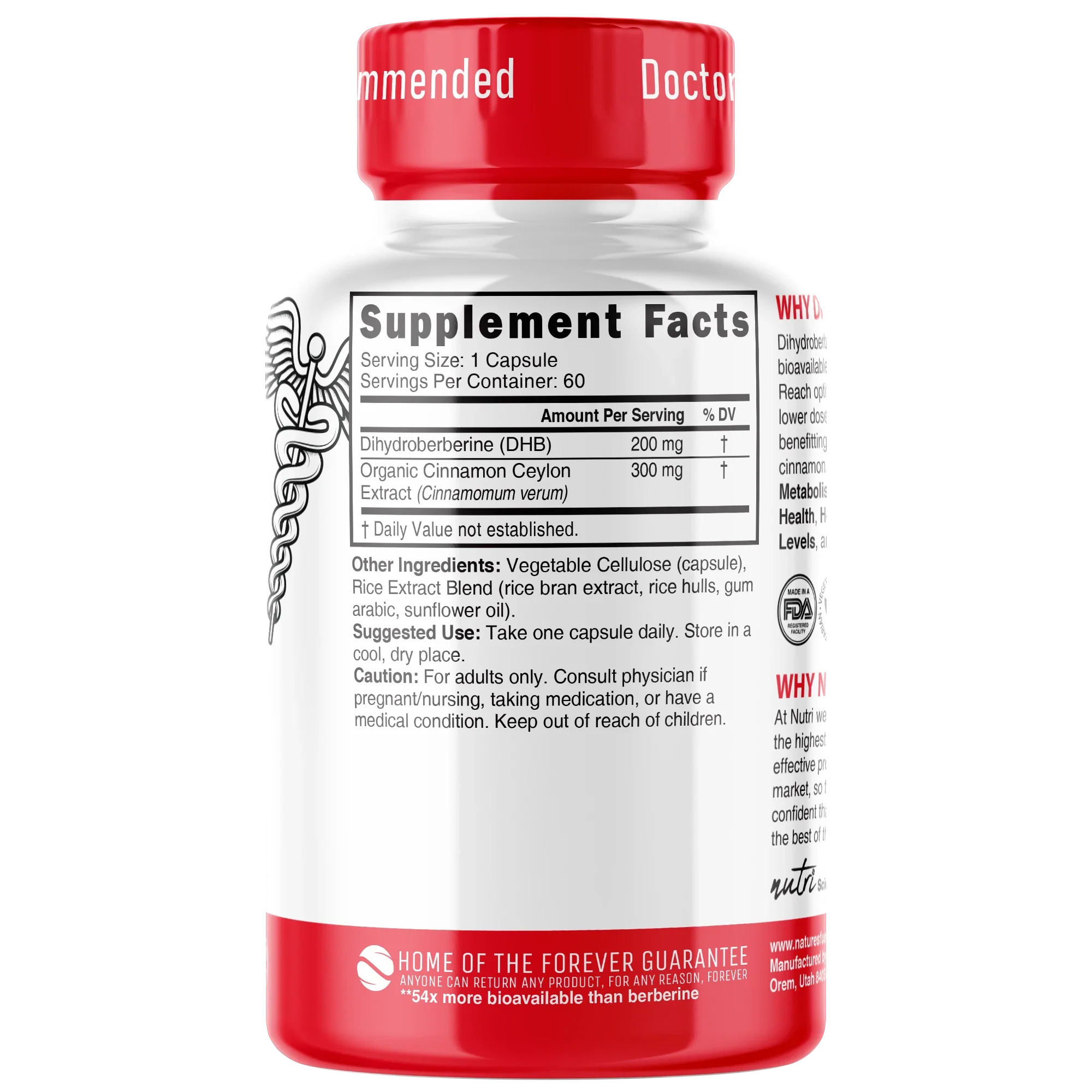 Nature's Fusions Nutri Dihydroberberine with Ceylon Cinnamon 200 mg – 60 Count, view 2