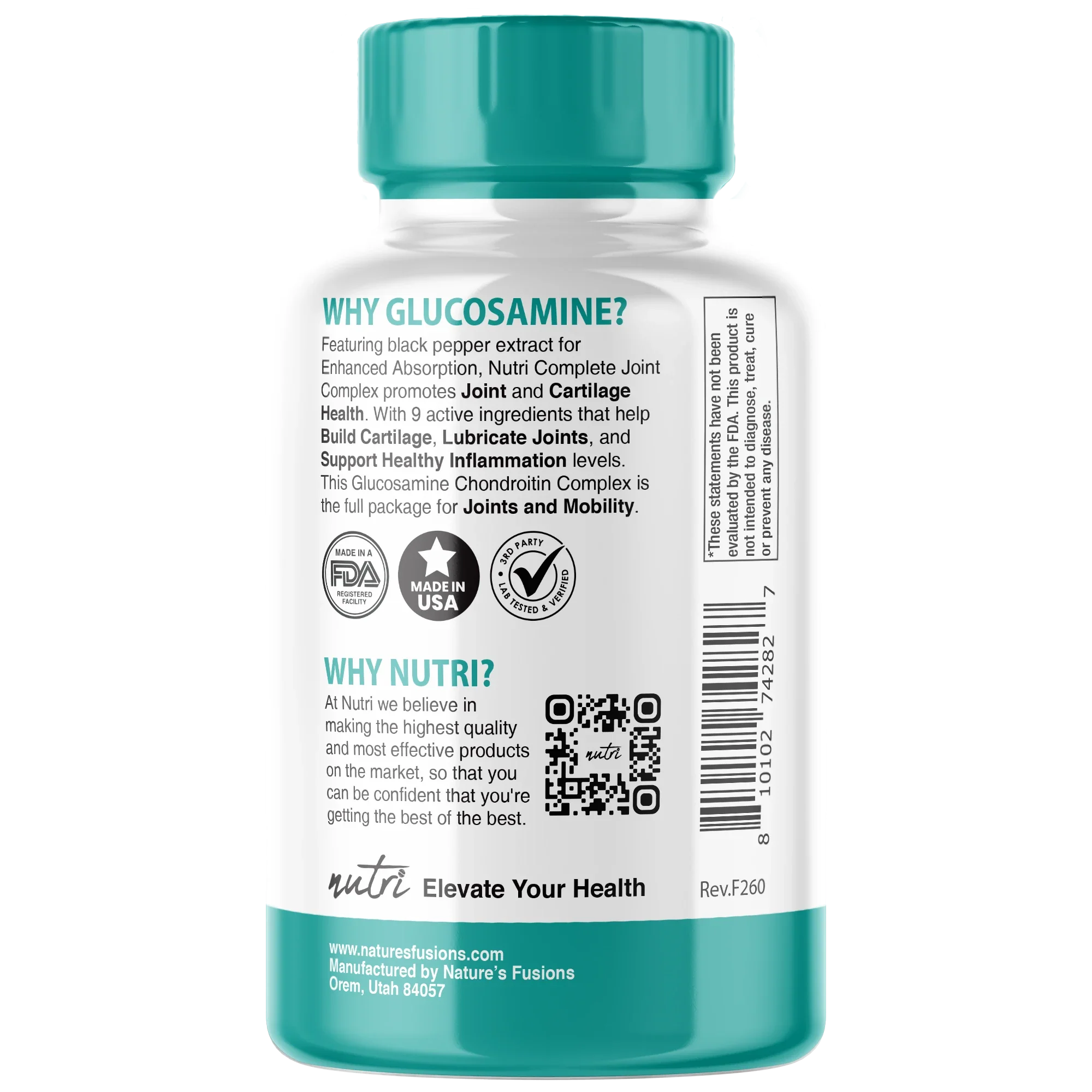 Nature's Fusions Nutri Glucosamine Chondroitin Complete Joint Complex w/ MSM+ 3025 mg – 120 Count, view 3