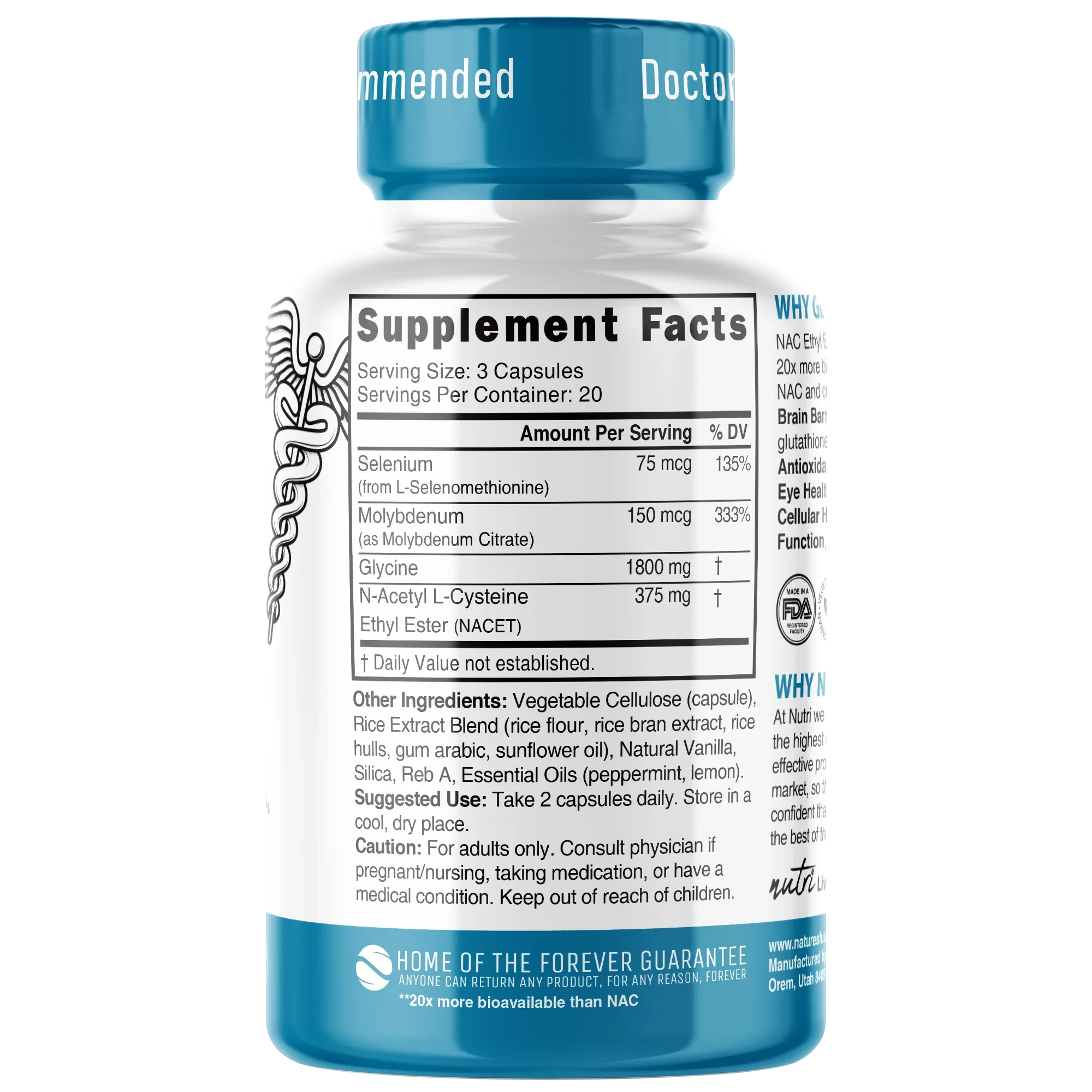 Nature's Fusions Nutri GlyNACET 375 mg Extra Strength 1800/375 mg – 60 Count, view 2