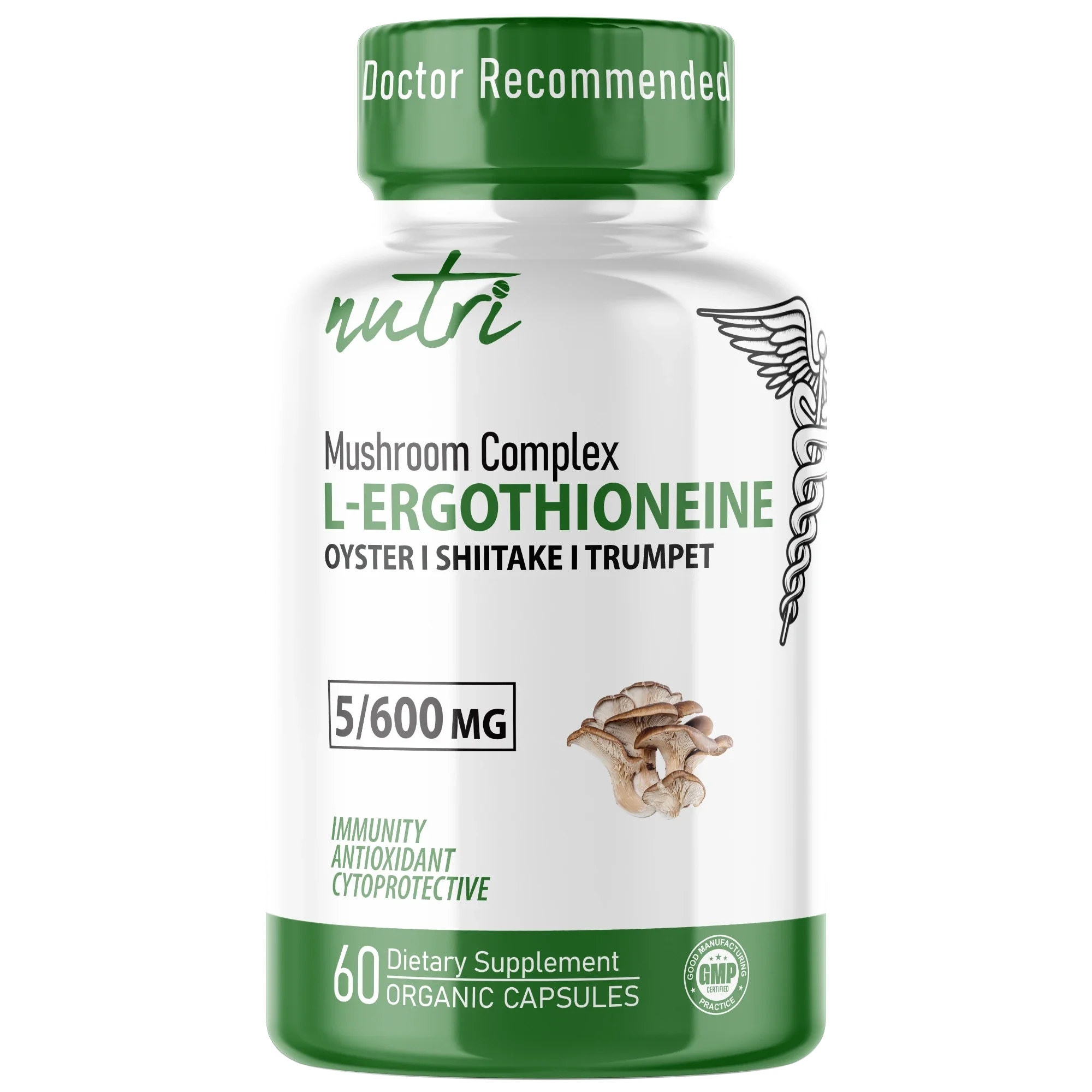 Nature's Fusions Nutri Ergothioneine Mushroom Complex 5/600 mg โ 60 Count