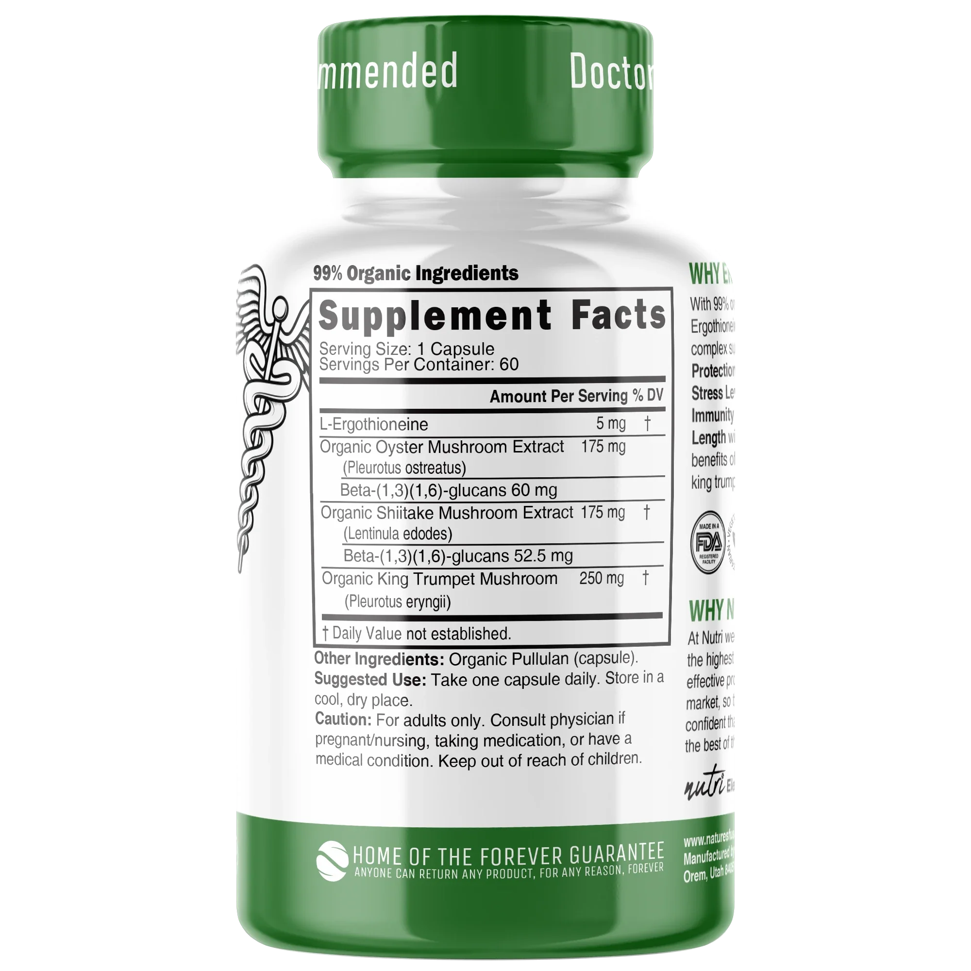 Nature's Fusions Nutri Ergothioneine Mushroom Complex 5/600 mg – 60 Count, view 2