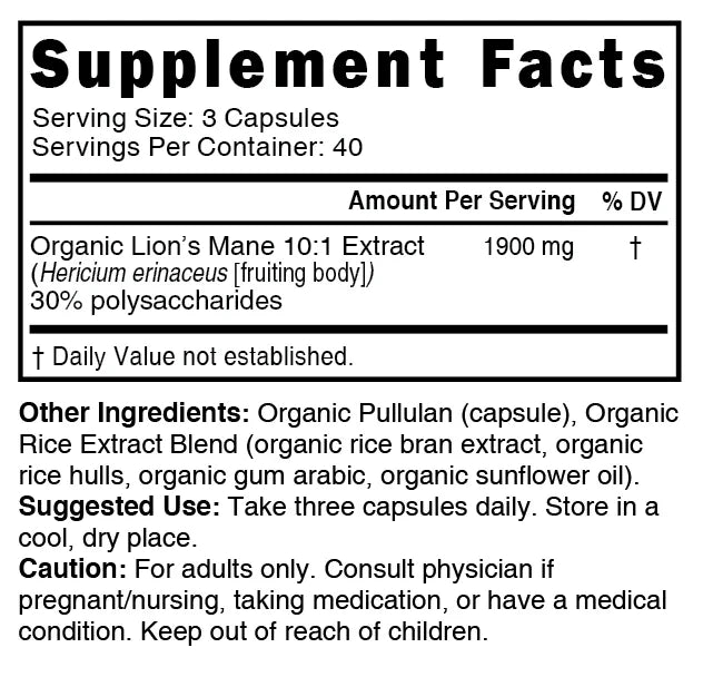 Nature's Fusions Nutri Lion’s Mane Extract 1900 mg – 120 Count – Organic, view 4