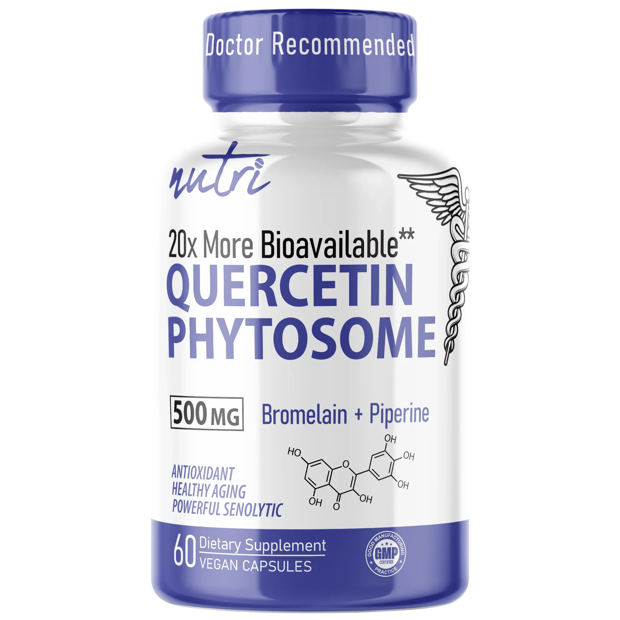 Nature's Fusions Nutri Quercetin+ (Quercetin Phytosome + Bromelain with Piperine) 500 mg โ 60 Count