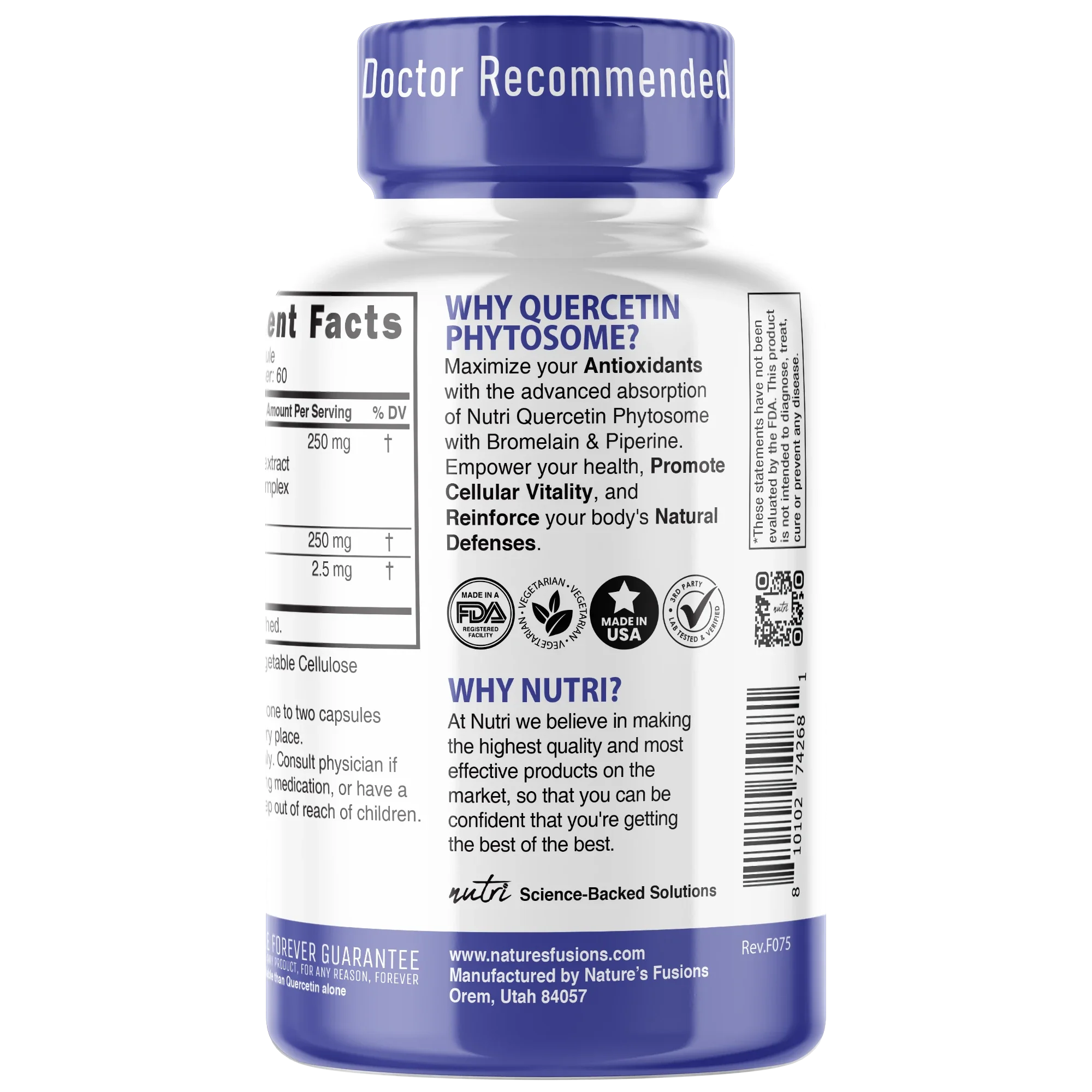 Nature's Fusions Nutri Quercetin+ (Quercetin Phytosome + Bromelain with Piperine) 500 mg – 60 Count, view 3