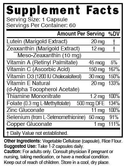 Nature's Fusions Nutri Lutein, Zeaxanthin & Mesozeaxanthin Vision Complex with Zinc 20/12 mg – 60 Count, view 4
