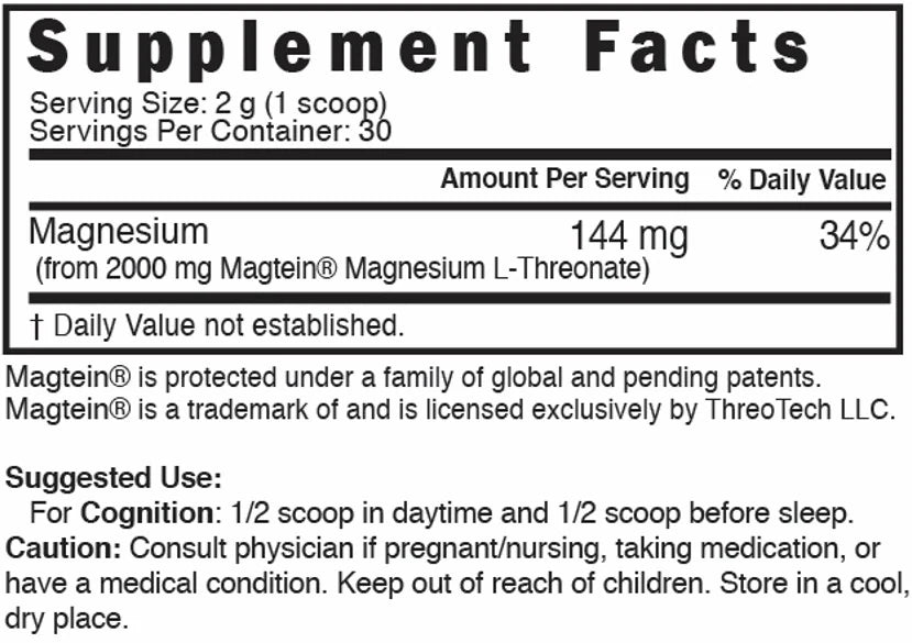 Nature's Fusions Nutri Magtein Magnesium L-Threonate 2000 mg Unflavored Powder – 60 g Tub, view 5