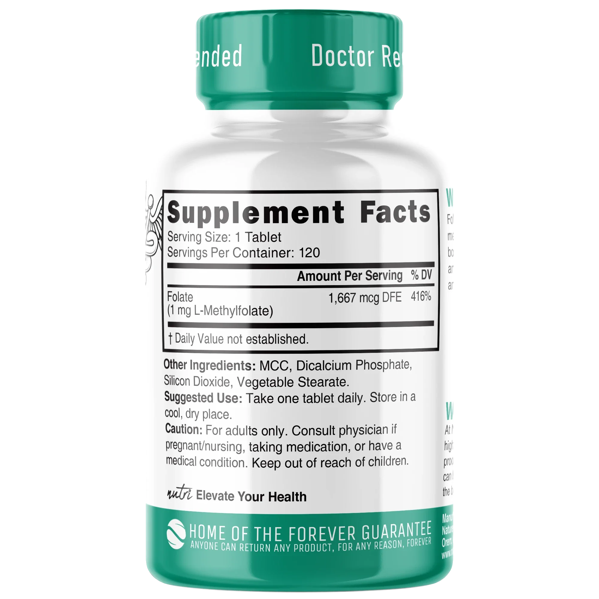 Nature's Fusions Nutri Methylfolate (5-MTHF) 1 mg – 120 Count, view 2