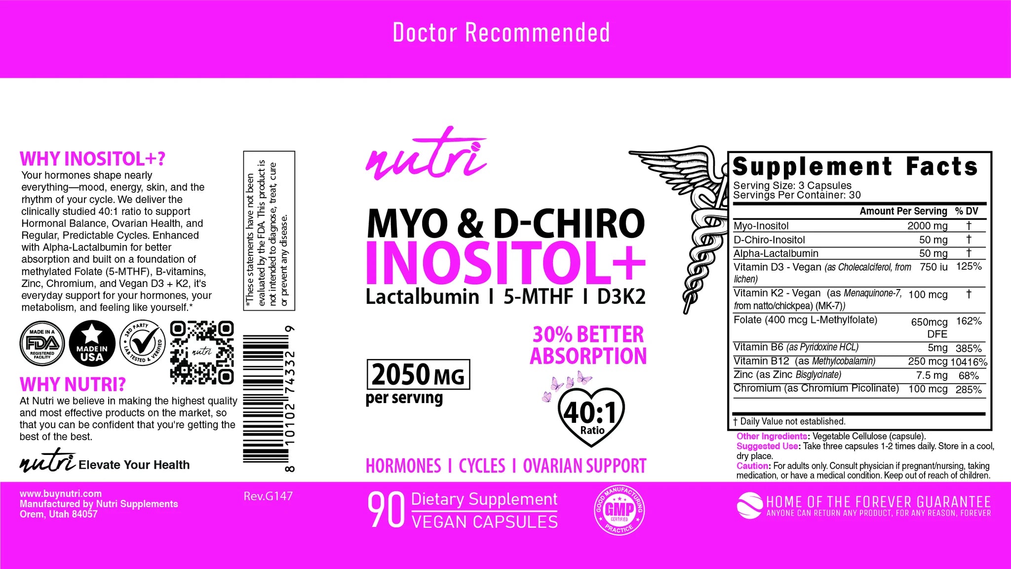 Nature's Fusions Nutri Myo & D-Chiro Inositol Plus Complex 2050 mg – 90 Count, view 4