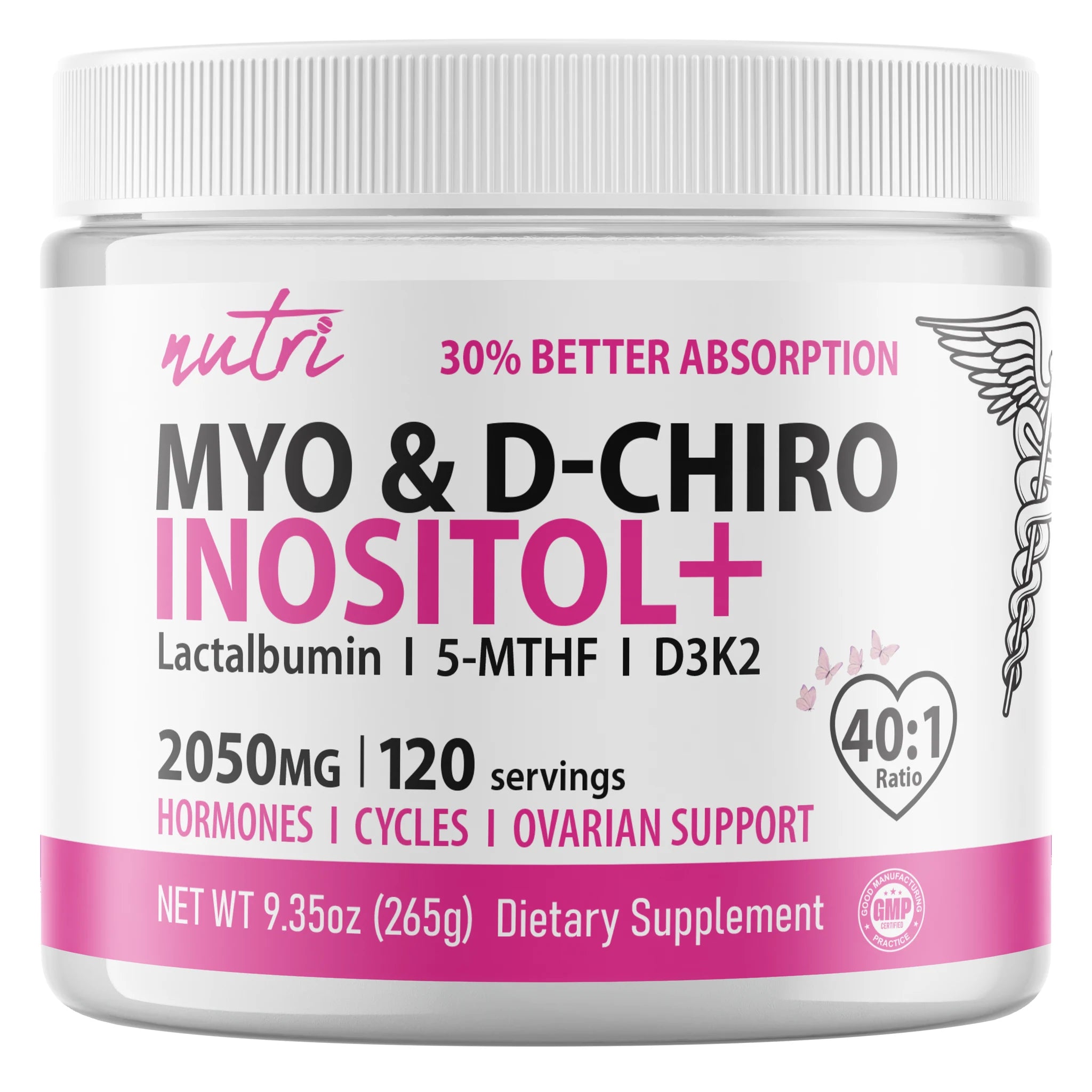 Nature's Fusions Nutri Myo & D-Chiro Inositol Plus Complex 2050 mg Unflavored Powder – 265 g Tub