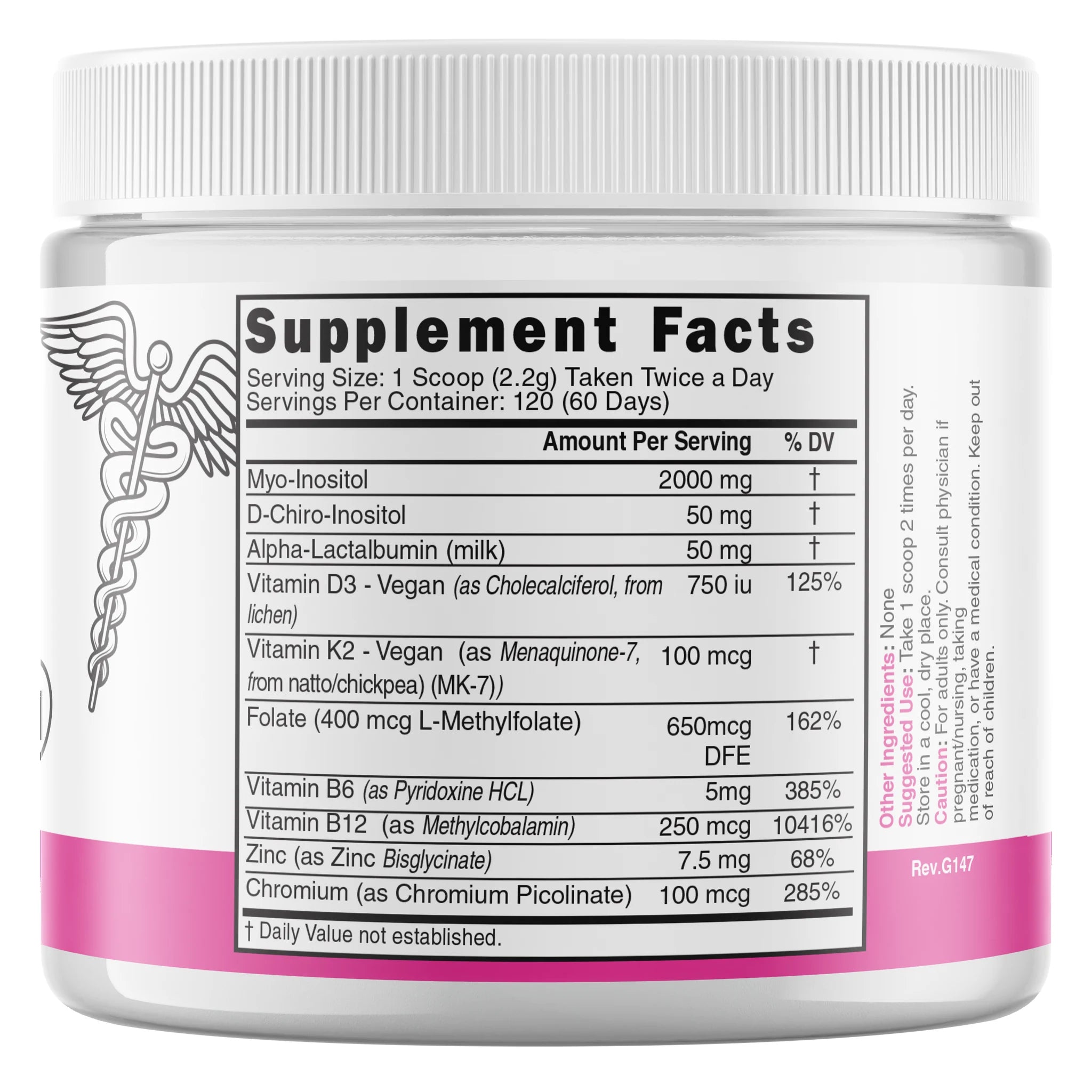 Nature's Fusions Nutri Myo & D-Chiro Inositol Plus Complex 2050 mg Unflavored Powder – 265 g Tub, view 2