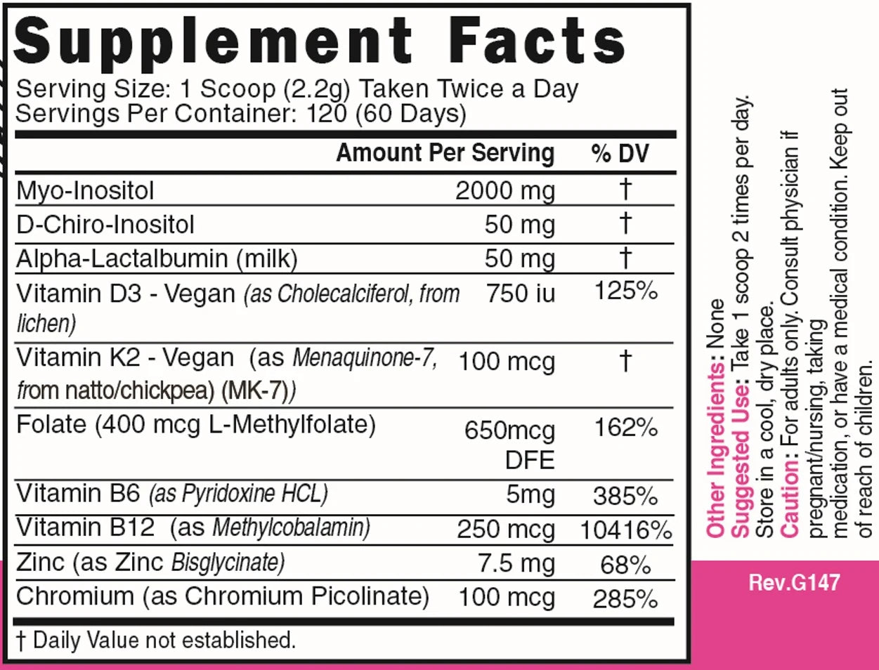 Nature's Fusions Nutri Myo & D-Chiro Inositol Plus Complex 2050 mg Unflavored Powder – 265 g Tub, view 5