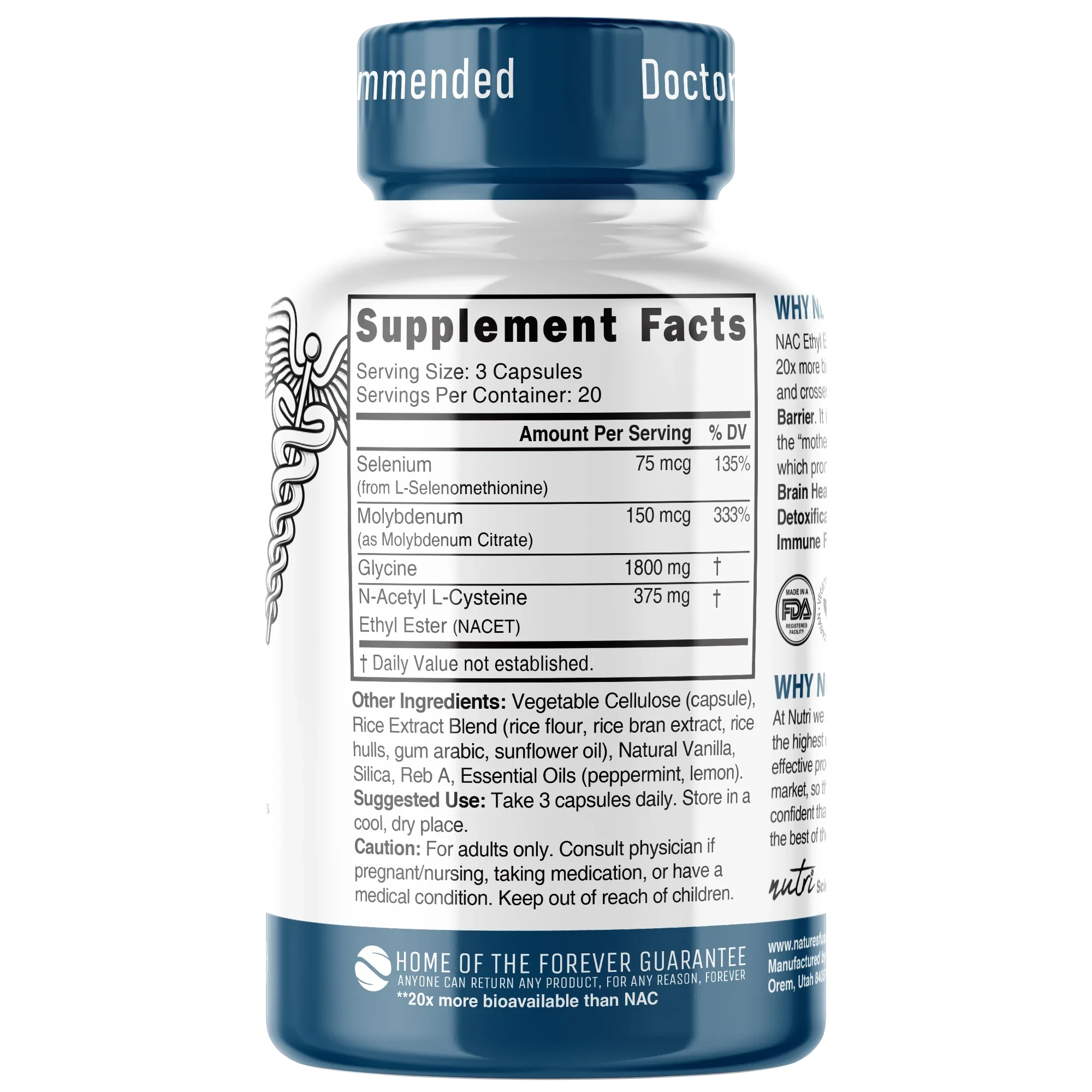Nature's Fusions Nutri Neuro-NAC 375 mg Extra Strength 1800/375 mg – 60 Count, view 2