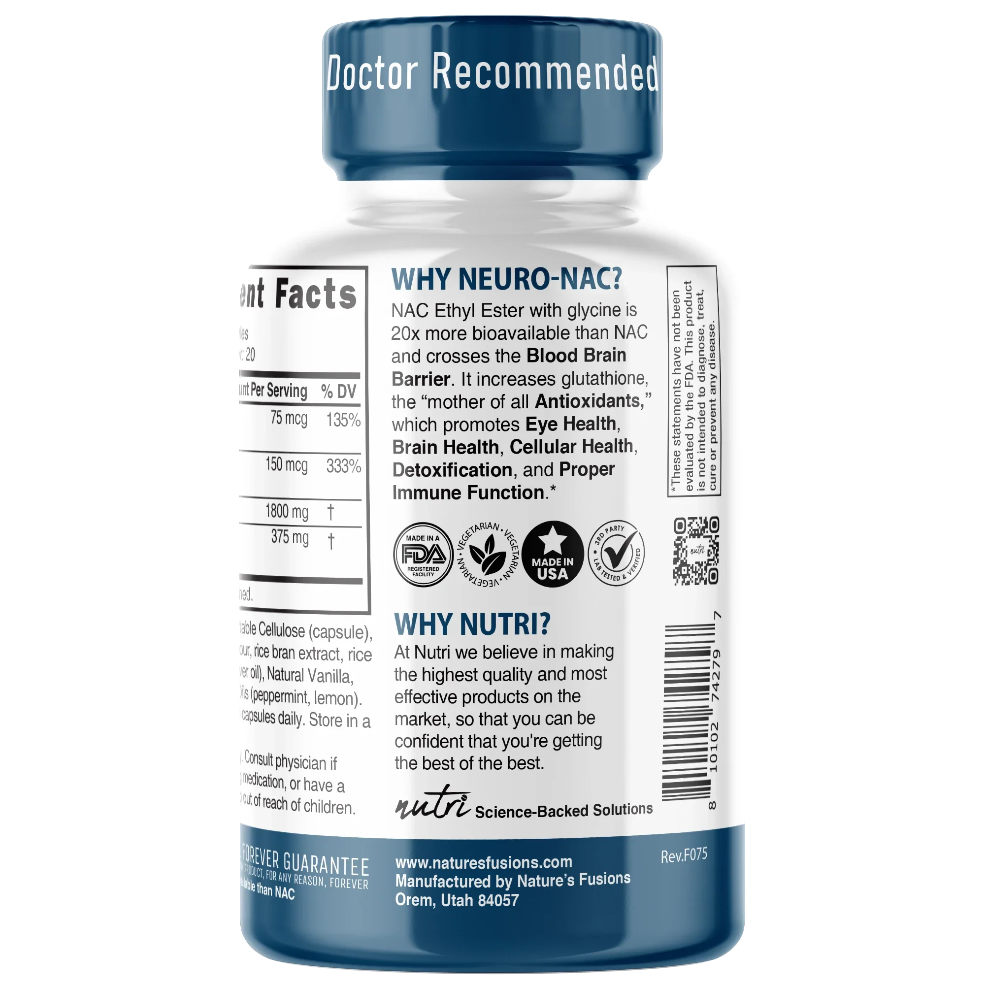 Nature's Fusions Nutri Neuro-NAC 375 mg Extra Strength 1800/375 mg – 60 Count, view 3
