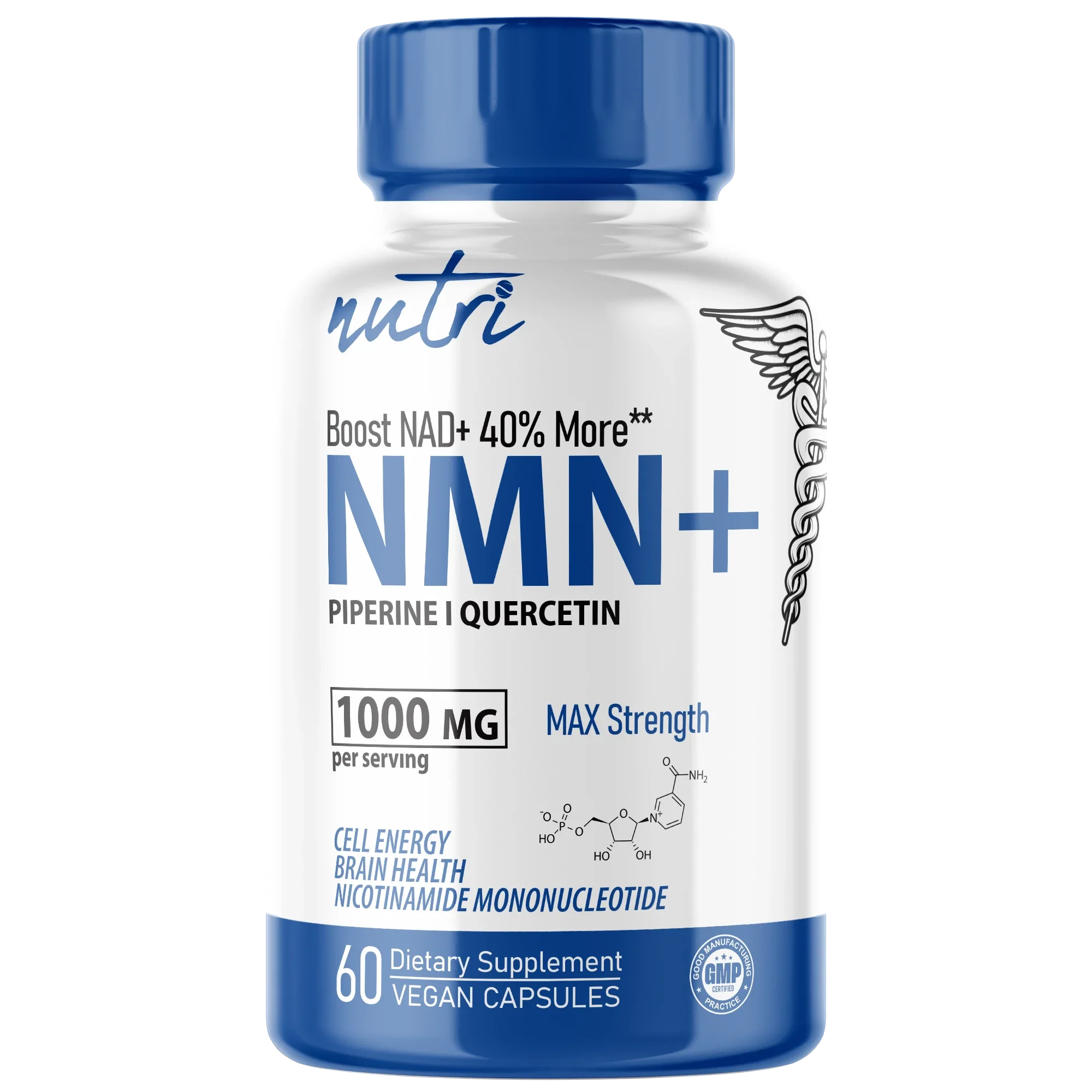 Nature's Fusions Nutri NMN 1000 mg Max Strength (Nicotinamide Mononucleotide) โ 60 Count