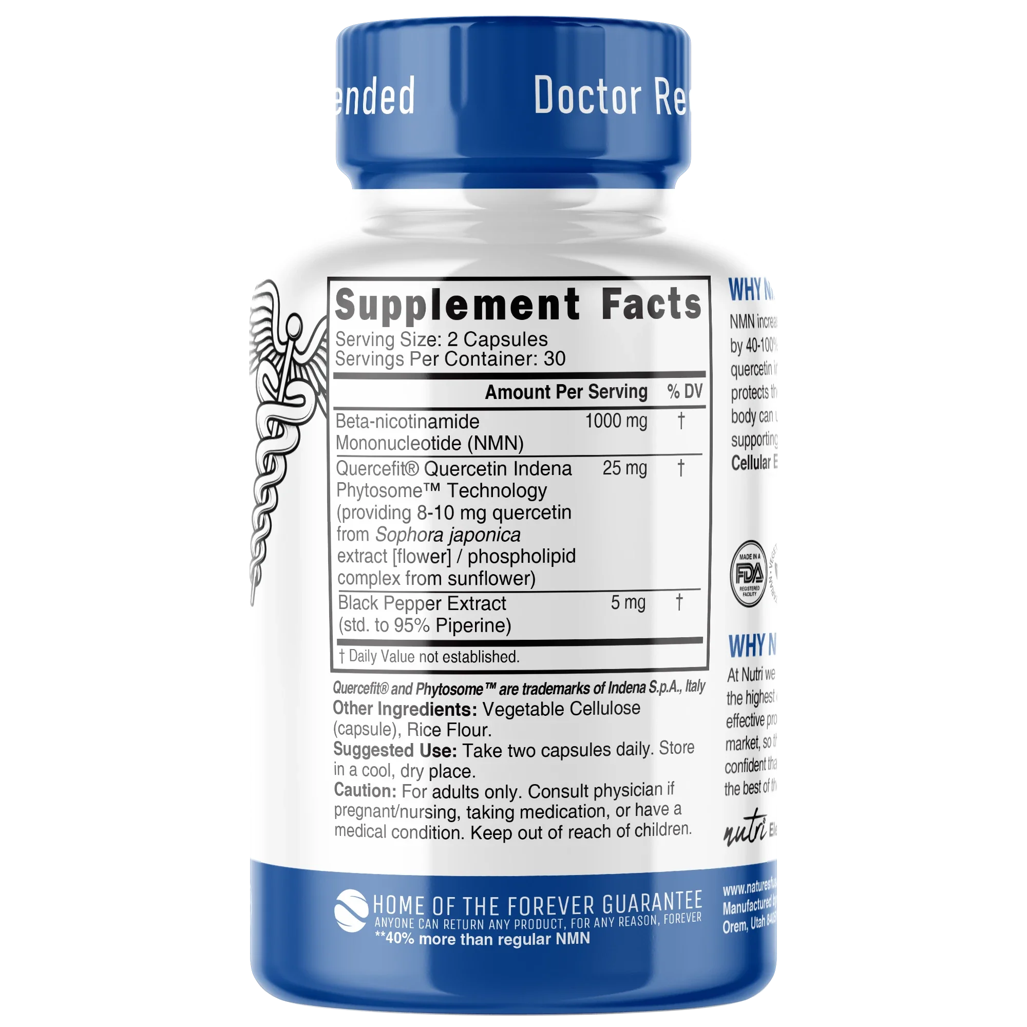 Nature's Fusions Nutri NMN 1000 mg Max Strength (Nicotinamide Mononucleotide) – 60 Count, view 2