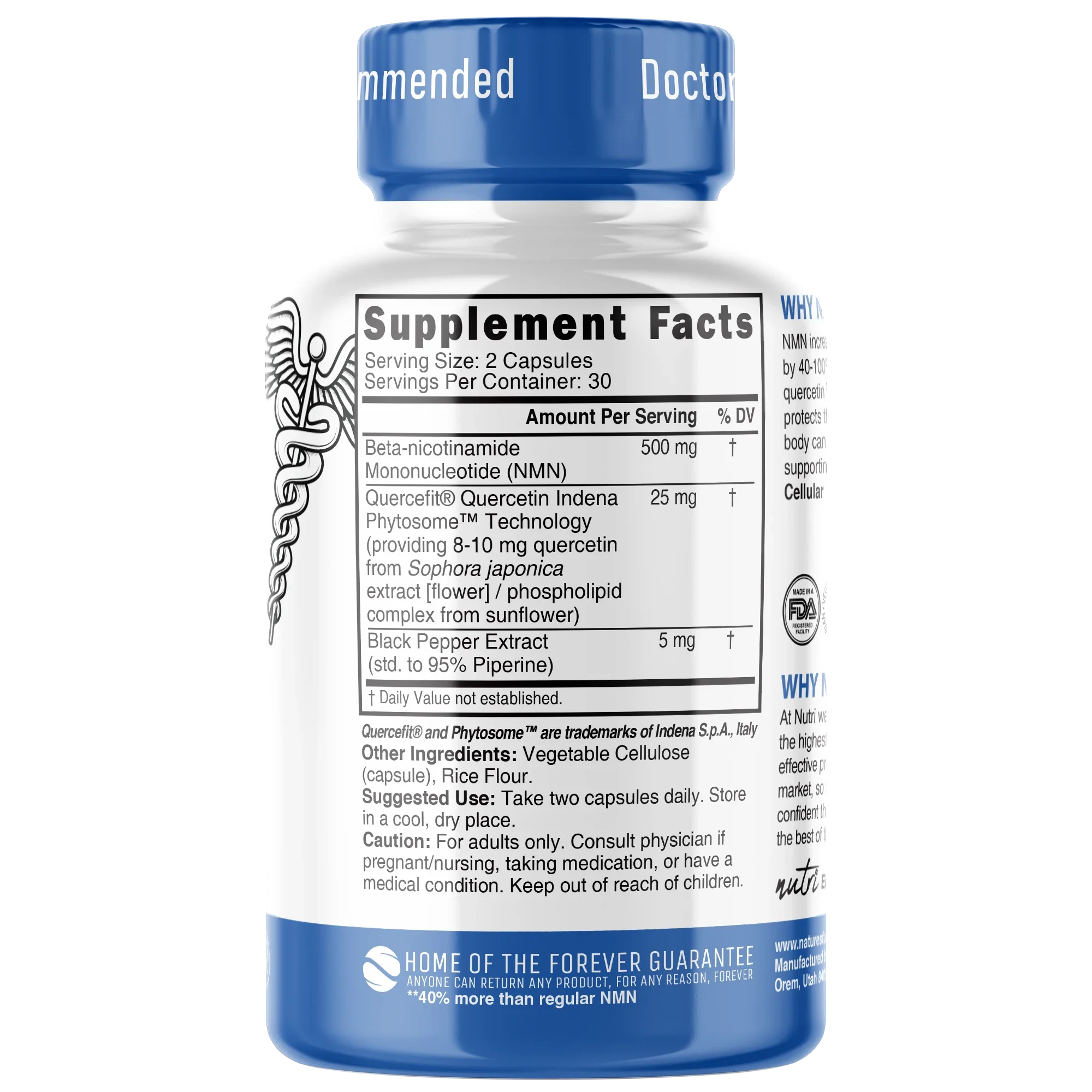 Nature's Fusions Nutri NMN 500 mg Extra Strength (Nicotinamide Mononucleotide) – 60 Count, view 2