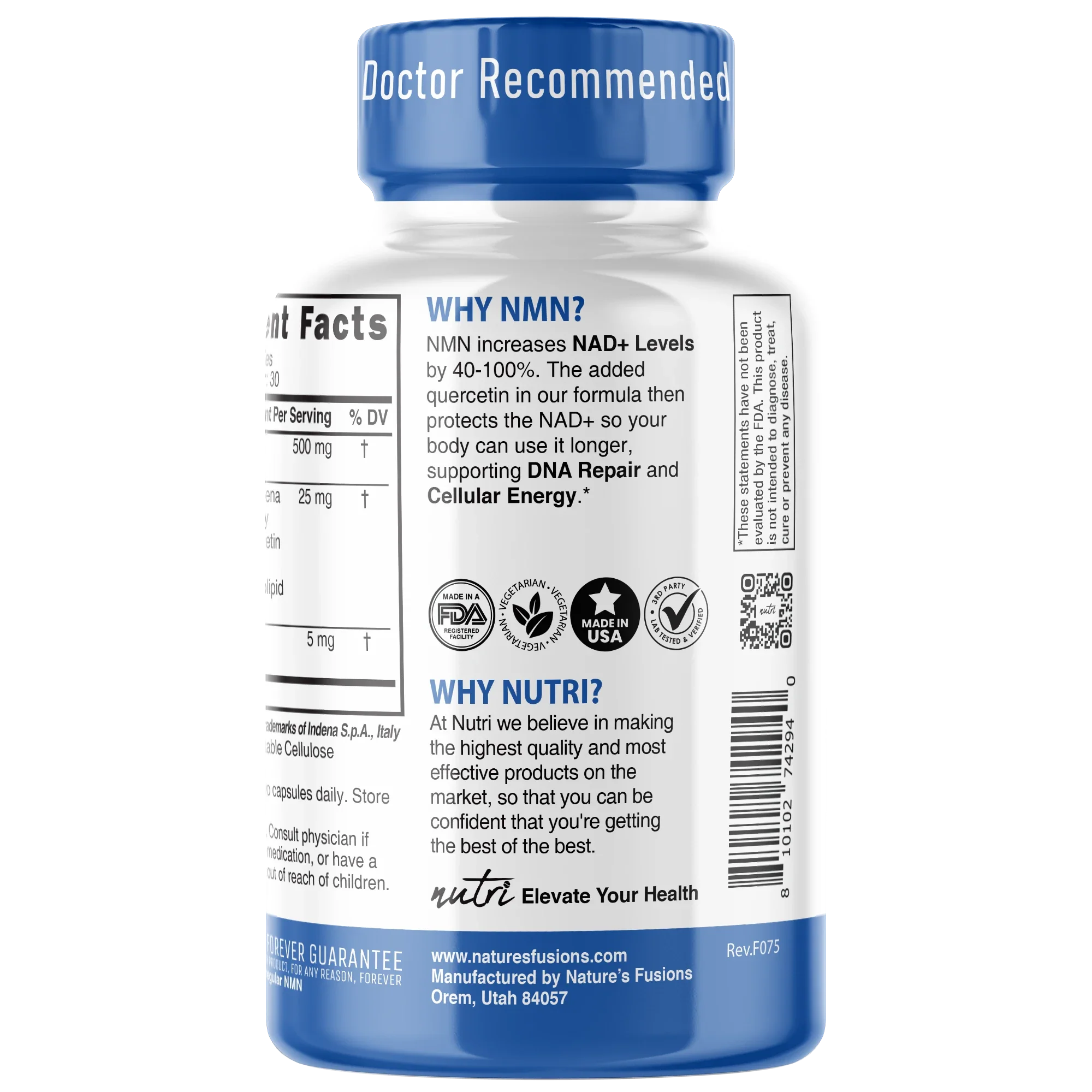 Nature's Fusions Nutri NMN 500 mg Extra Strength (Nicotinamide Mononucleotide) – 60 Count, view 3