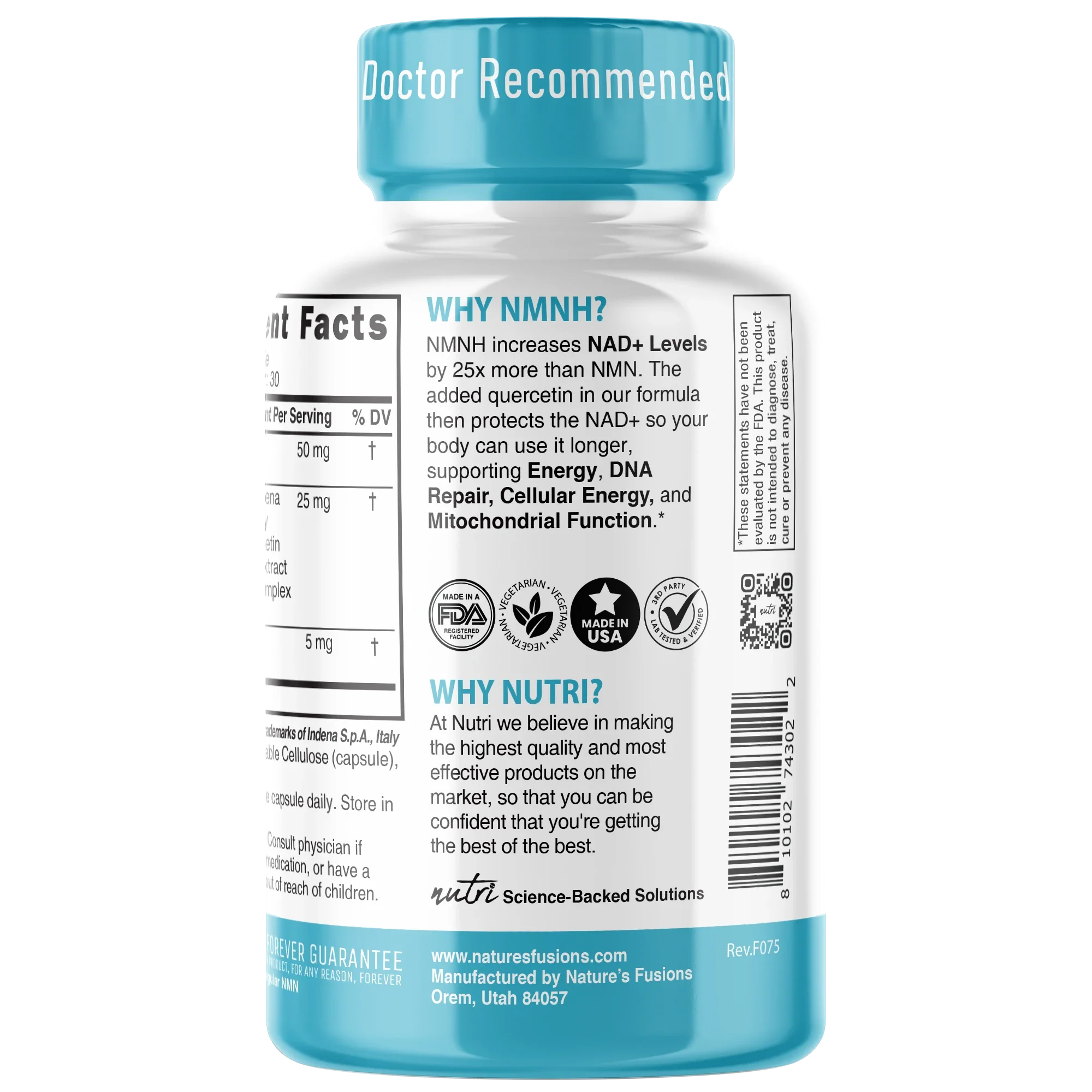 Nature's Fusions Nutri NMNH 50 mg (Dihydronicotinamide Mononucleotide) – 30 Count, view 3