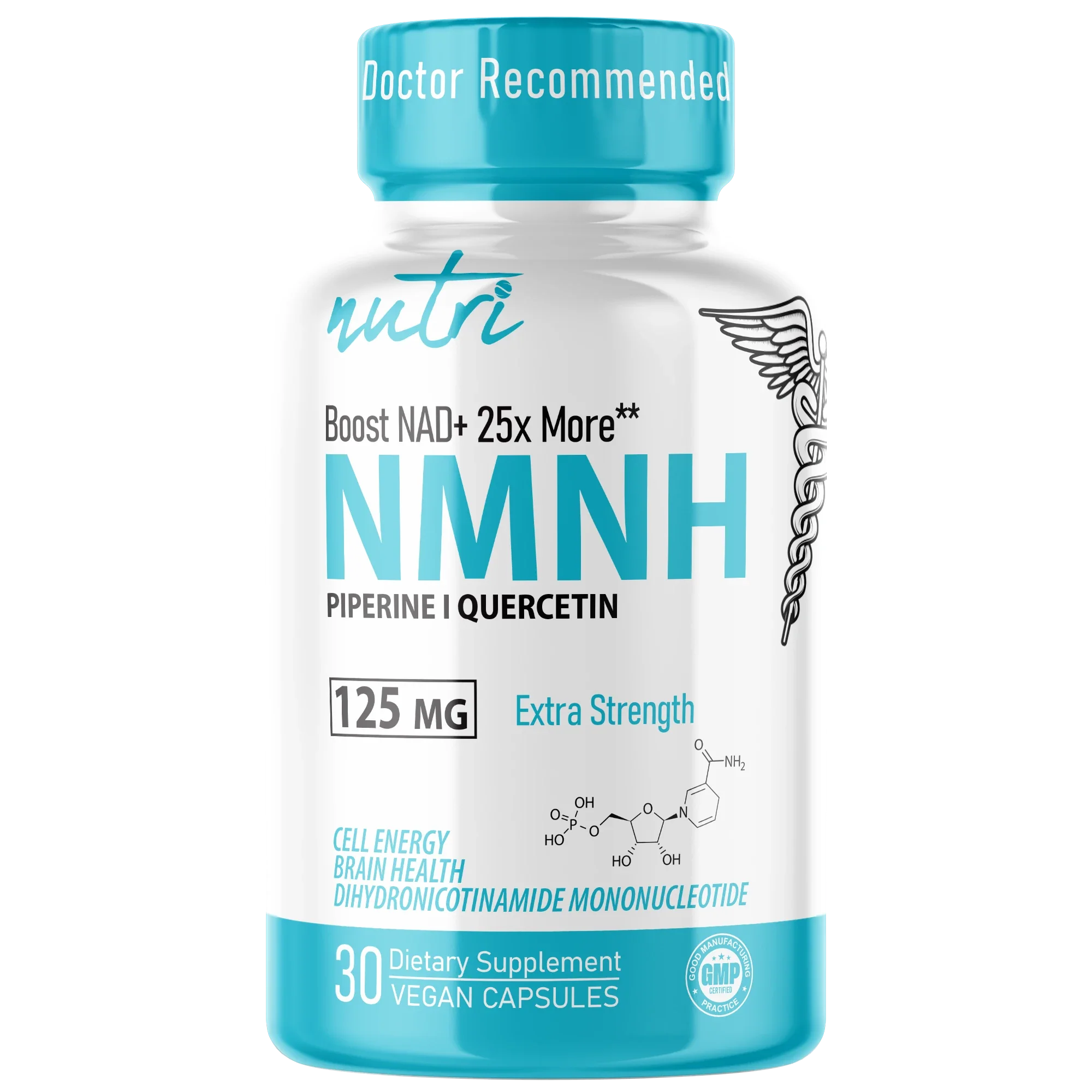 Nature's Fusions Nutri NMNH 125 mg Extra Strength (Dihydronicotinamide Mononucleotide) โ 30 Count