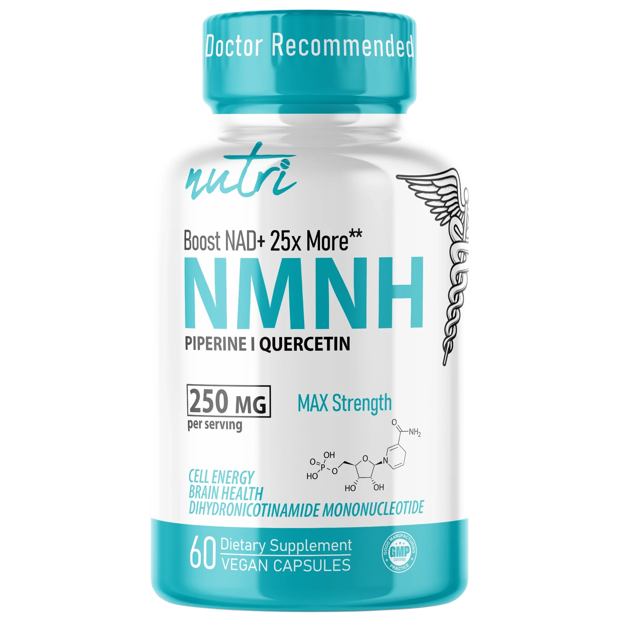 Nature's Fusions Nutri NMNH 250 mg Max Strength (Dihydronicotinamide Mononucleotide) โ 60 Count