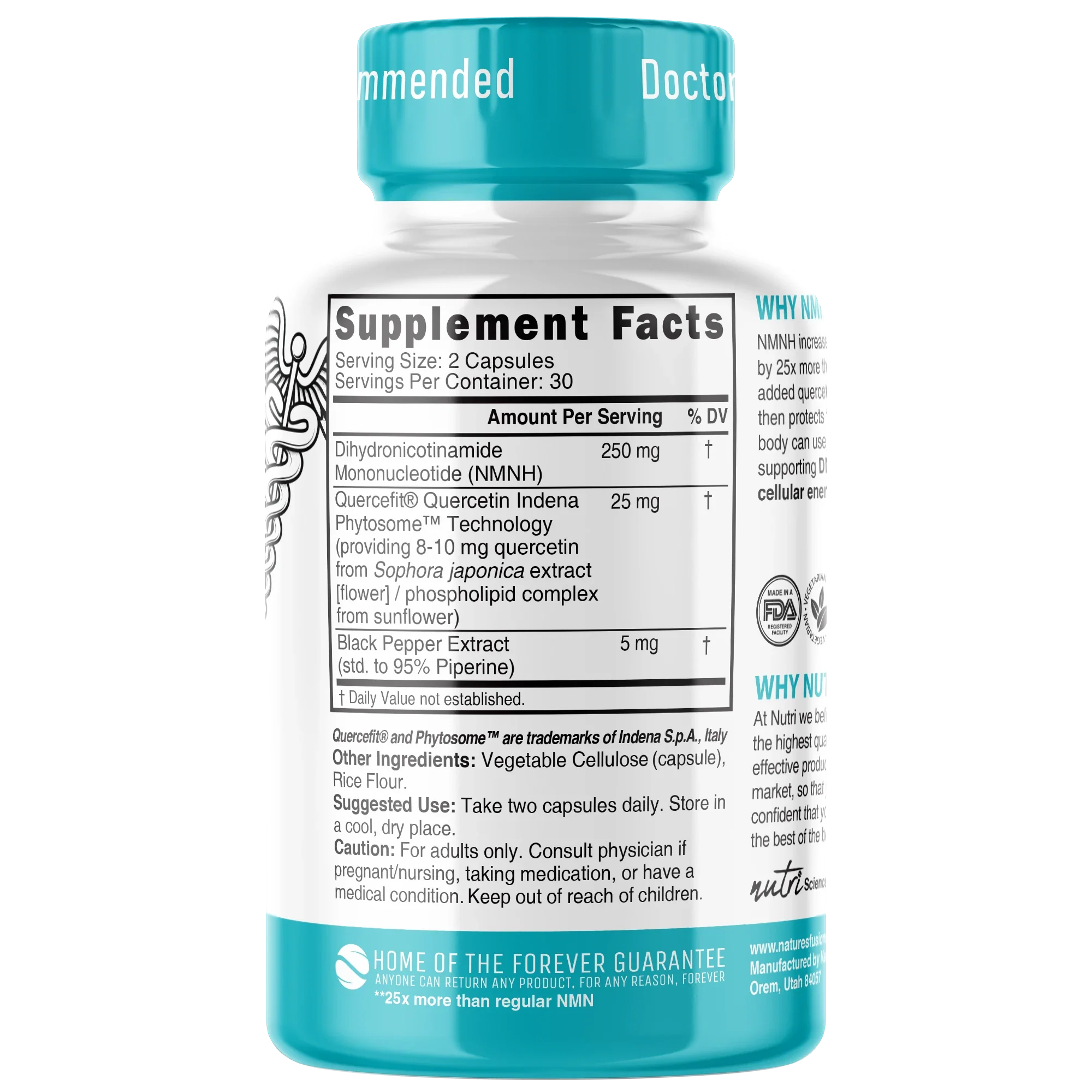 Nature's Fusions Nutri NMNH 250 mg Max Strength (Dihydronicotinamide Mononucleotide) – 60 Count, view 2
