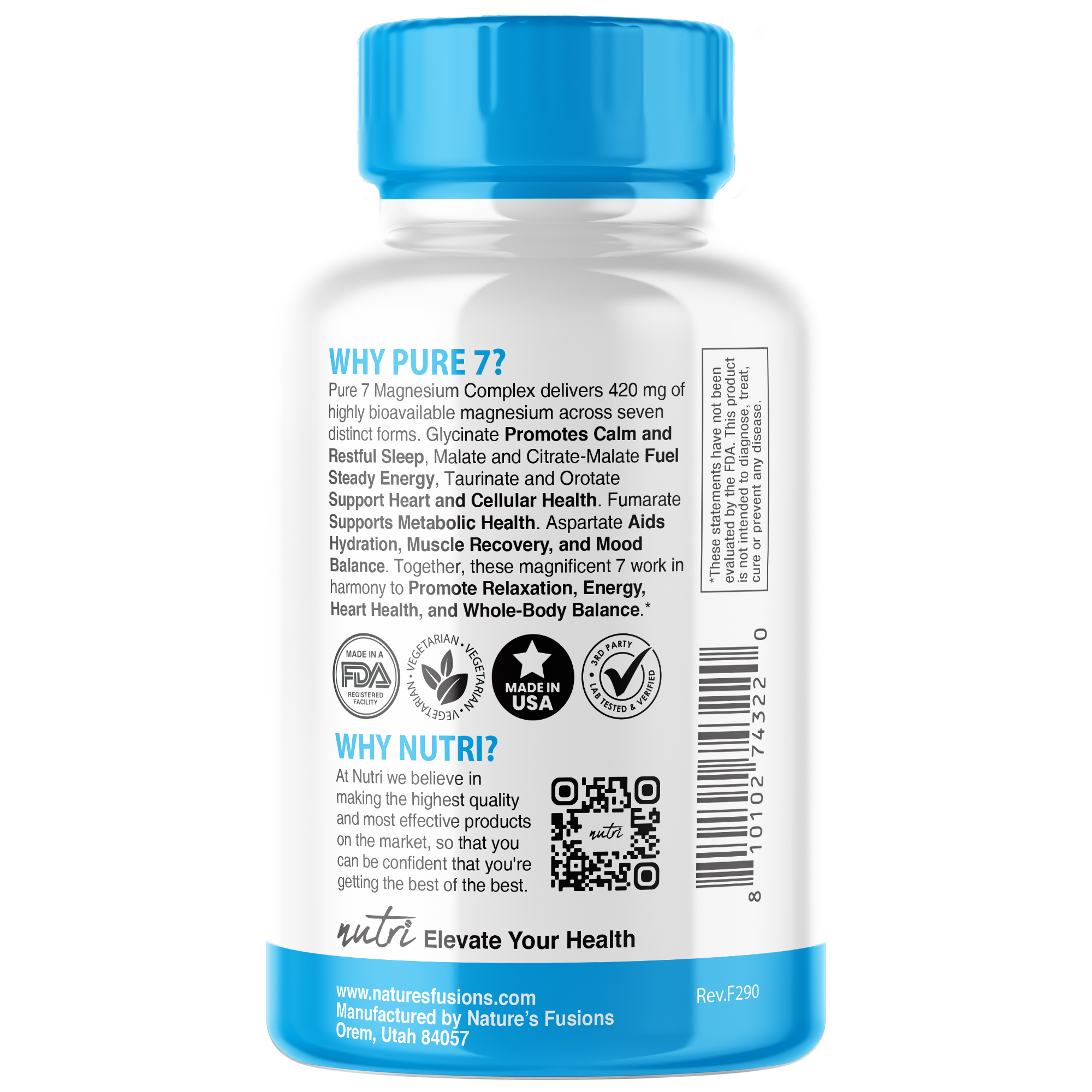 Nature's Fusions Nutri Magnesium Pure 7 Complex 420 mg – 120 Count, view 3
