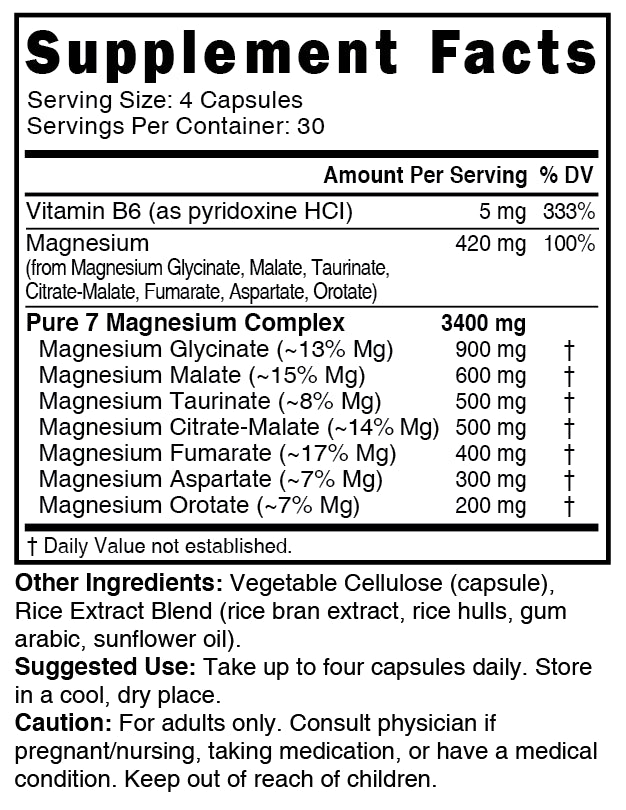 Nature's Fusions Nutri Magnesium Pure 7 Complex 420 mg – 120 Count, view 4