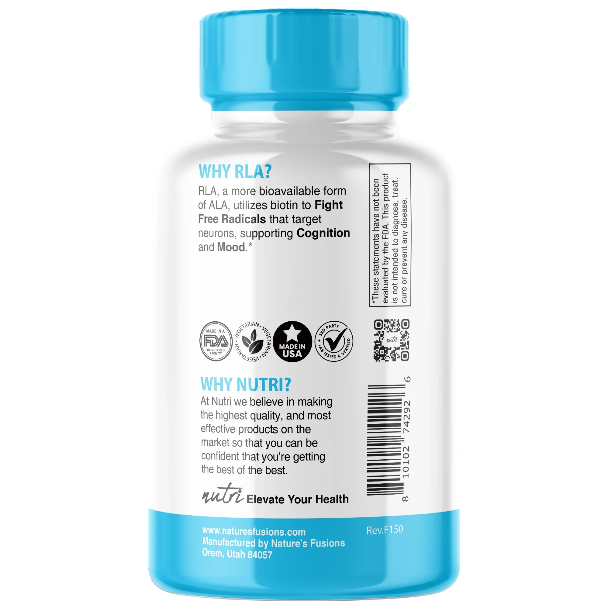 Nature's Fusions Nutri R Lipoic Acid+ R-ALA (Stabilized Na-RALA with Biotin) 600 mg – 30 Count, view 3