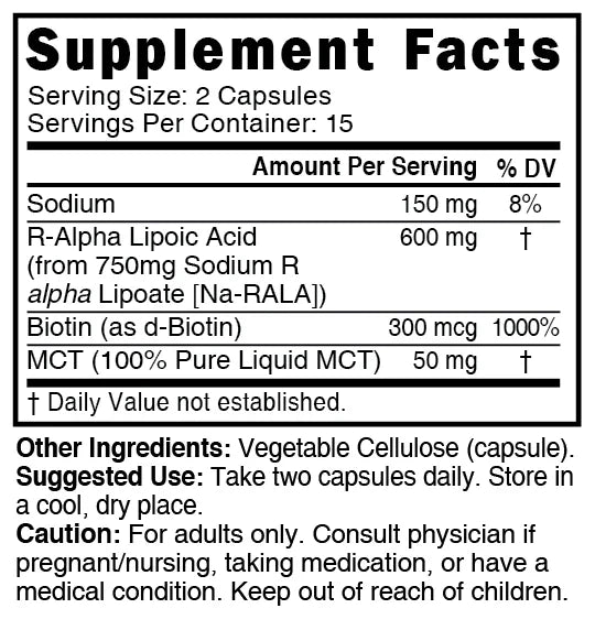 Nature's Fusions Nutri R Lipoic Acid+ R-ALA (Stabilized Na-RALA with Biotin) 600 mg – 30 Count, view 4