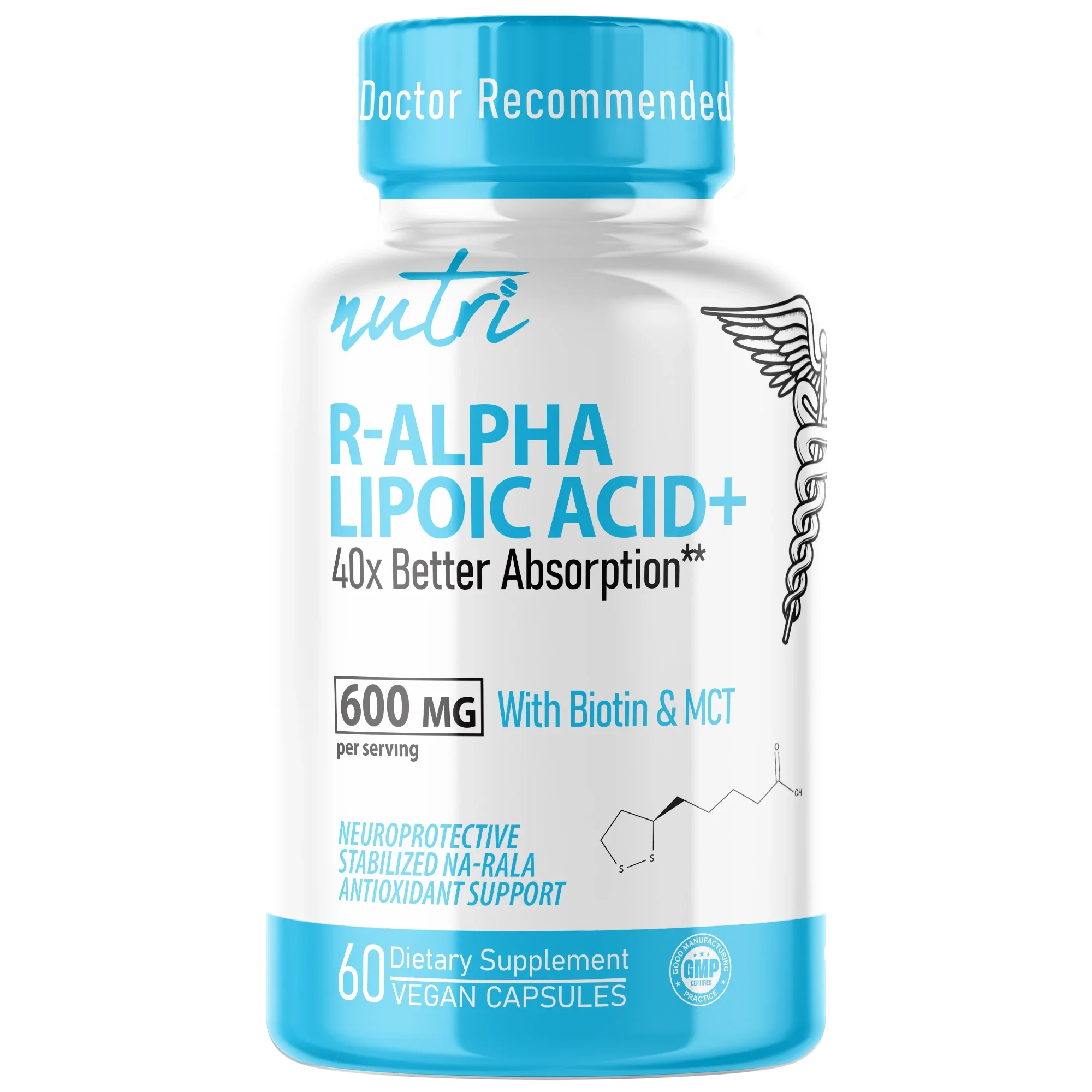 Nature's Fusions Nutri R Lipoic Acid+ R-ALA (Stabilized Na-RALA with Biotin) 600 mg โ 60 Count