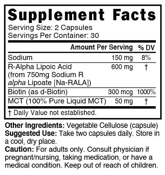 Nature's Fusions Nutri R Lipoic Acid+ R-ALA (Stabilized Na-RALA with Biotin) 600 mg – 60 Count, view 4