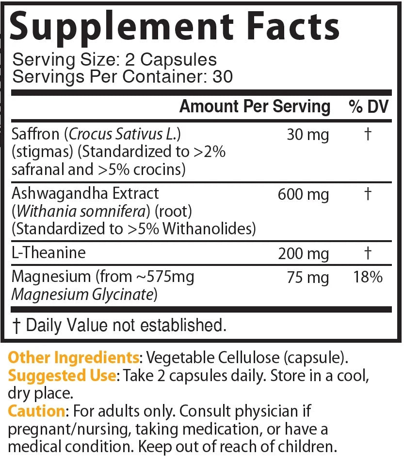 Nature's Fusions Nutri Saffron + Ashwagandha Complex with L-Theanine & Magnesium Glycinate – 60 Count, view 5