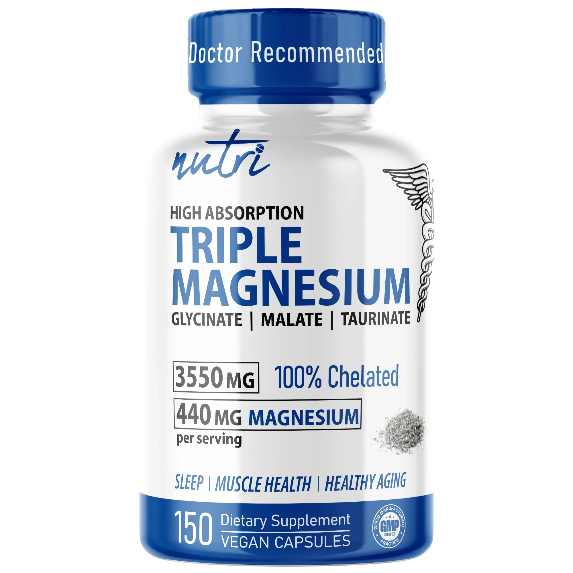 Nature's Fusions Nutri Triple Magnesium (Glycinate, Malate, Taurinate) 440 mg – 150 Count