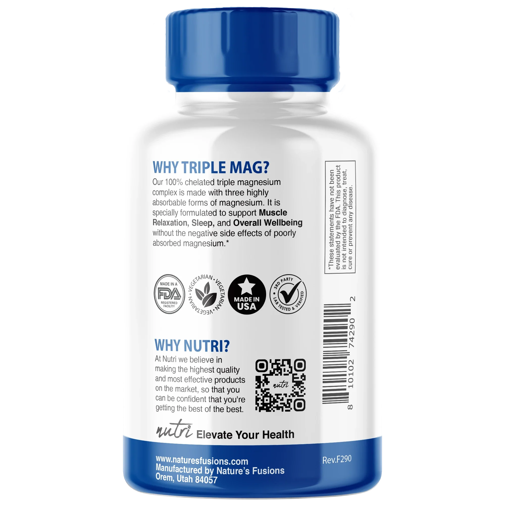 Nature's Fusions Nutri Triple Magnesium (Glycinate, Malate, Taurinate) 440 mg – 150 Count, view 3