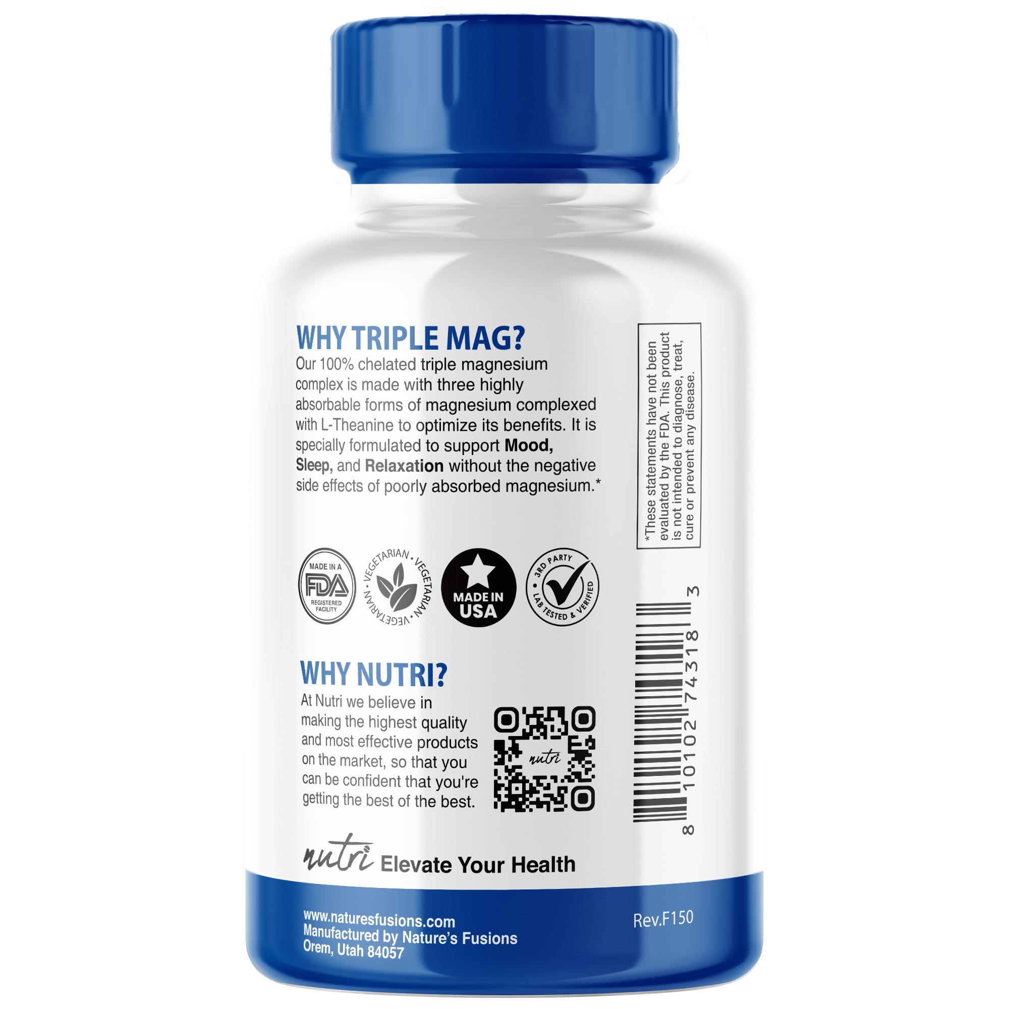 Nature's Fusions Nutri Triple Magnesium w/ L-Theanine 400/200 mg – 120 Count, view 3
