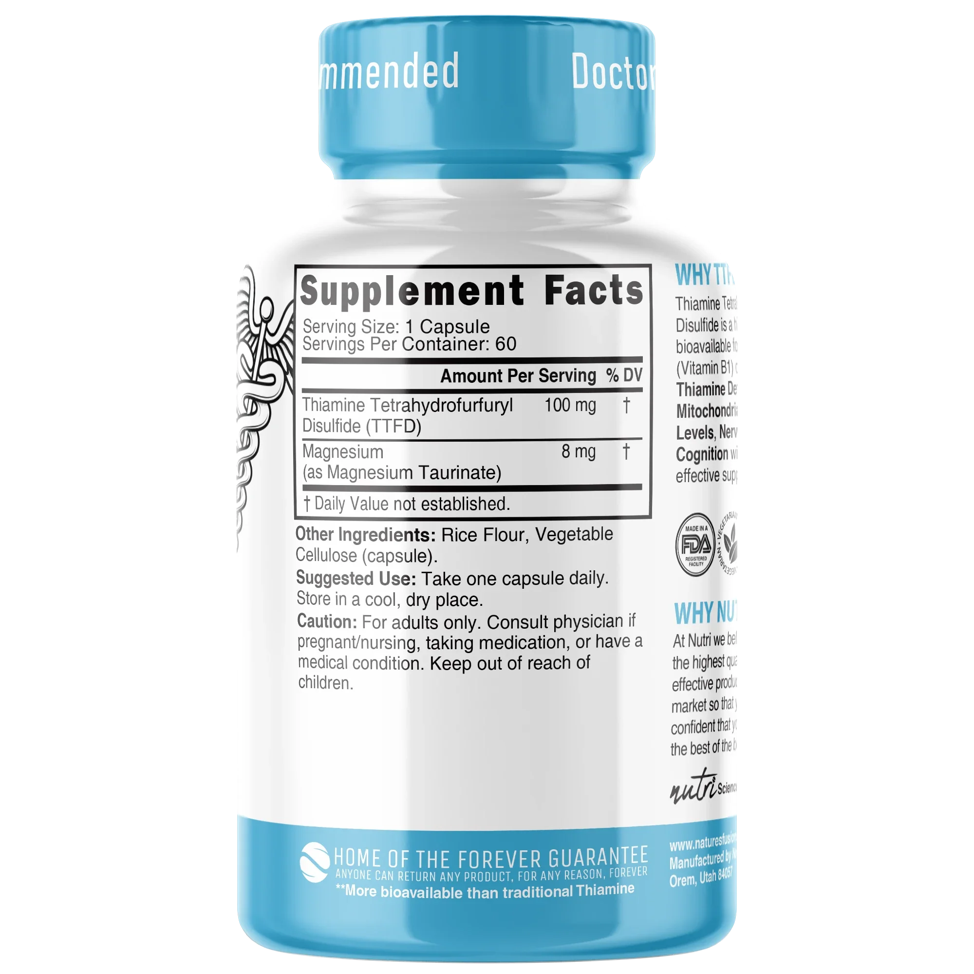 Nature's Fusions Nutri TTFD Thiamine B1 100 mg – 60 Count, view 2