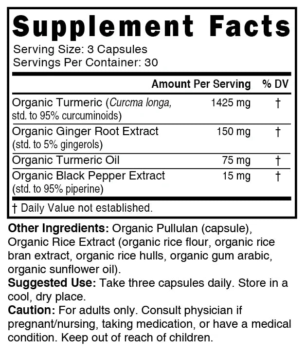 Nature's Fusions Nutri Turmeric Curcumin+ with Ginger, Piperine & Turmeric Oil 1350 mg – 90 Count – Organic, view 4