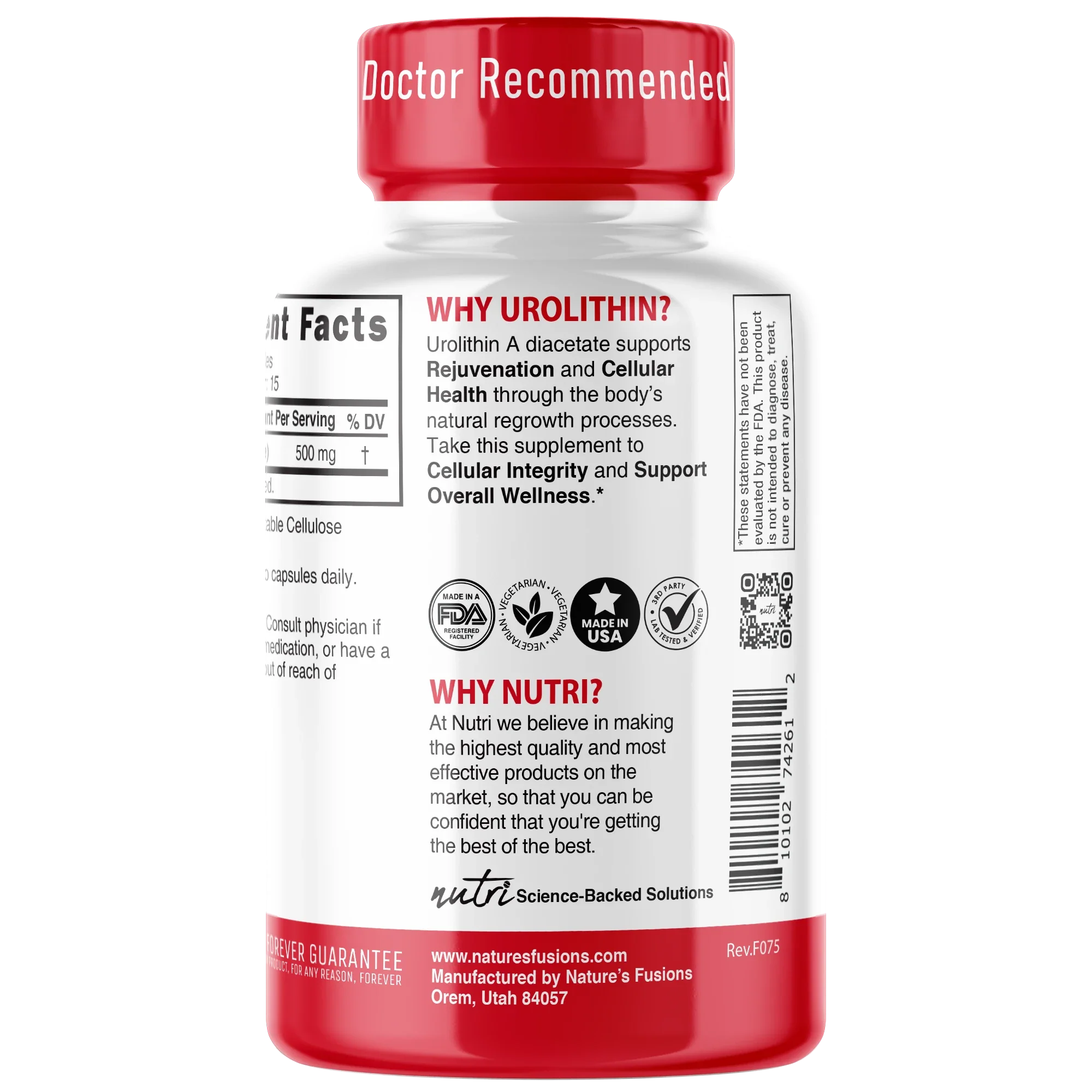 Nature's Fusions Nutri Urolithin A (3,8 Diacetate) 500 mg – 30 Count, view 3