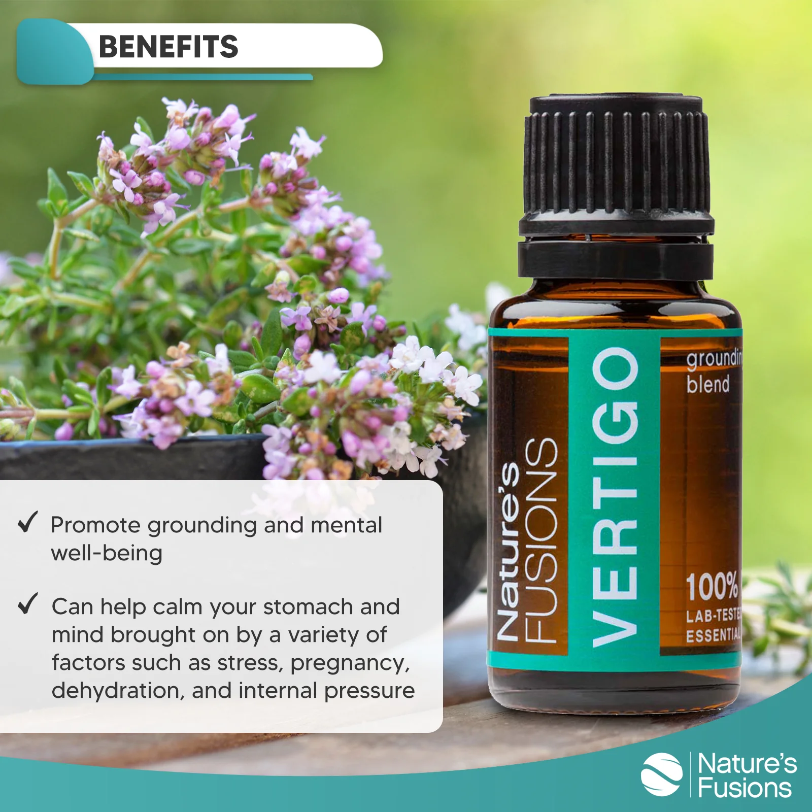 Nature's Fusions Vertigo (Ginger, Peppermint & Lavender) Essential Oil Blend 15ml, view 5