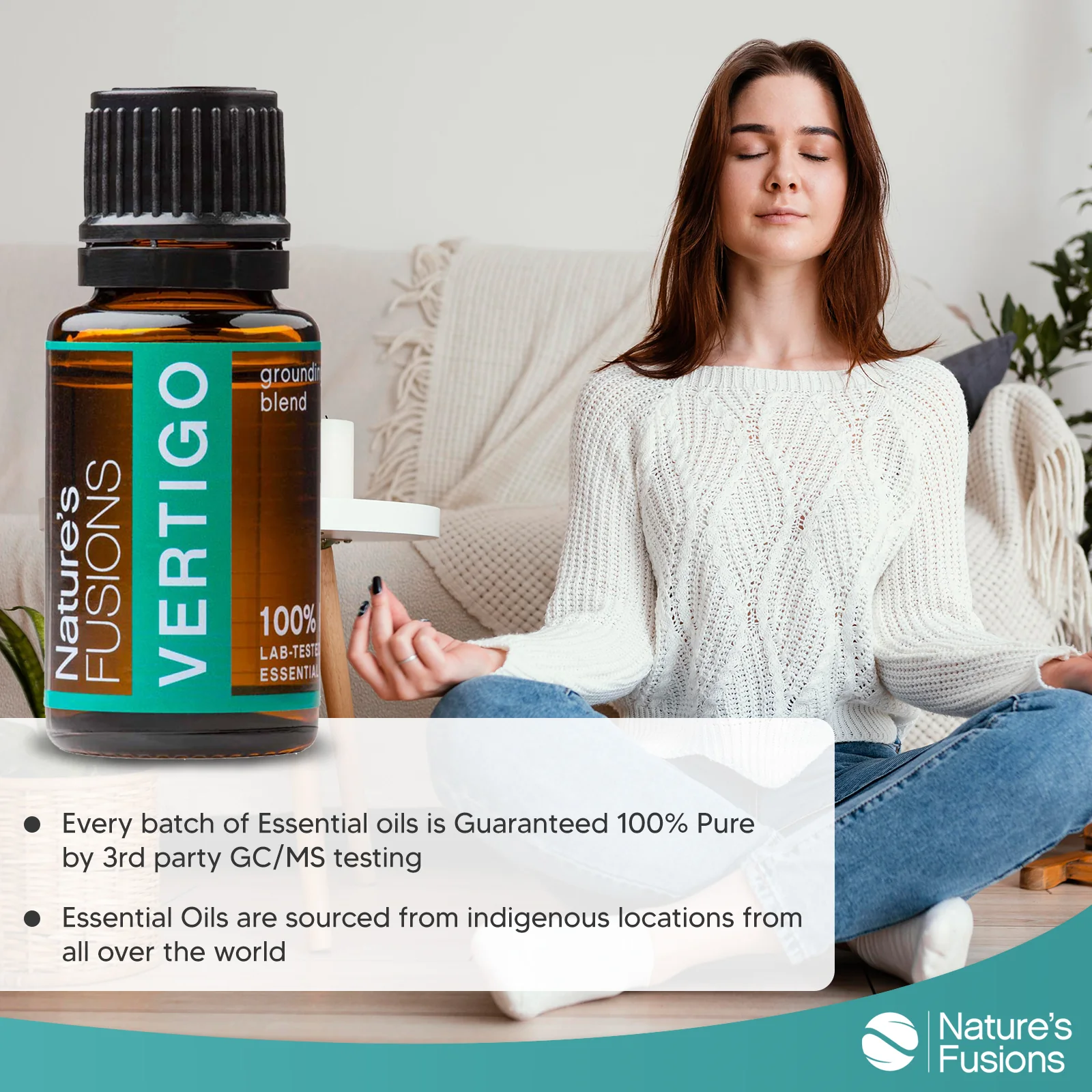 Nature's Fusions Vertigo (Ginger, Peppermint & Lavender) Essential Oil Blend 15ml, view 6