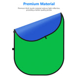 NEEWER 1.5x2m / 5x7ft 2-in-1 Collapsible Backdrop (Blue&Green), view 2