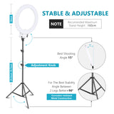 NEEWER 18" White Dimmable Bi-color LED Ring Light Kit, view 2