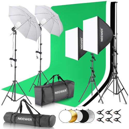 NEEWER NK102 2.6x3M/8.5x10ft Photography Lighting Kit with Light Reflector