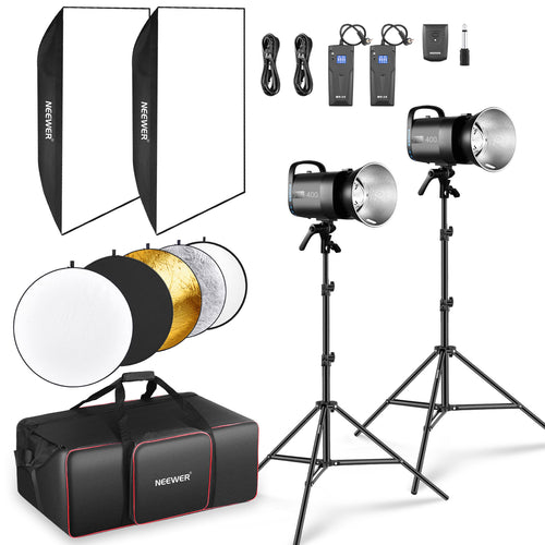 NEEWER 2 Pack S101-400W 400Ws Studio Monolight Flash Light Kit