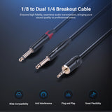 NEEWER 3.5mm 1/8 TRS to 1/4 Dual 6.35mm TS Breakout Cable, view 2
