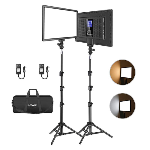 NEEWER 2 Pack NL-192AI Bi-Color LED Panel Light Kit