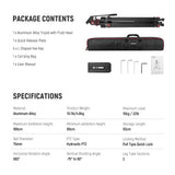 NEEWER TP75 74" Pro Video Tripod with Fluid Head, view 5